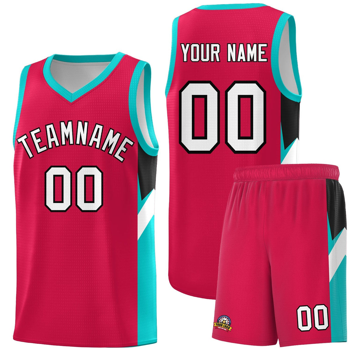 Custom Red Aqua Side Design Sets Sports Uniform Basketball Jersey