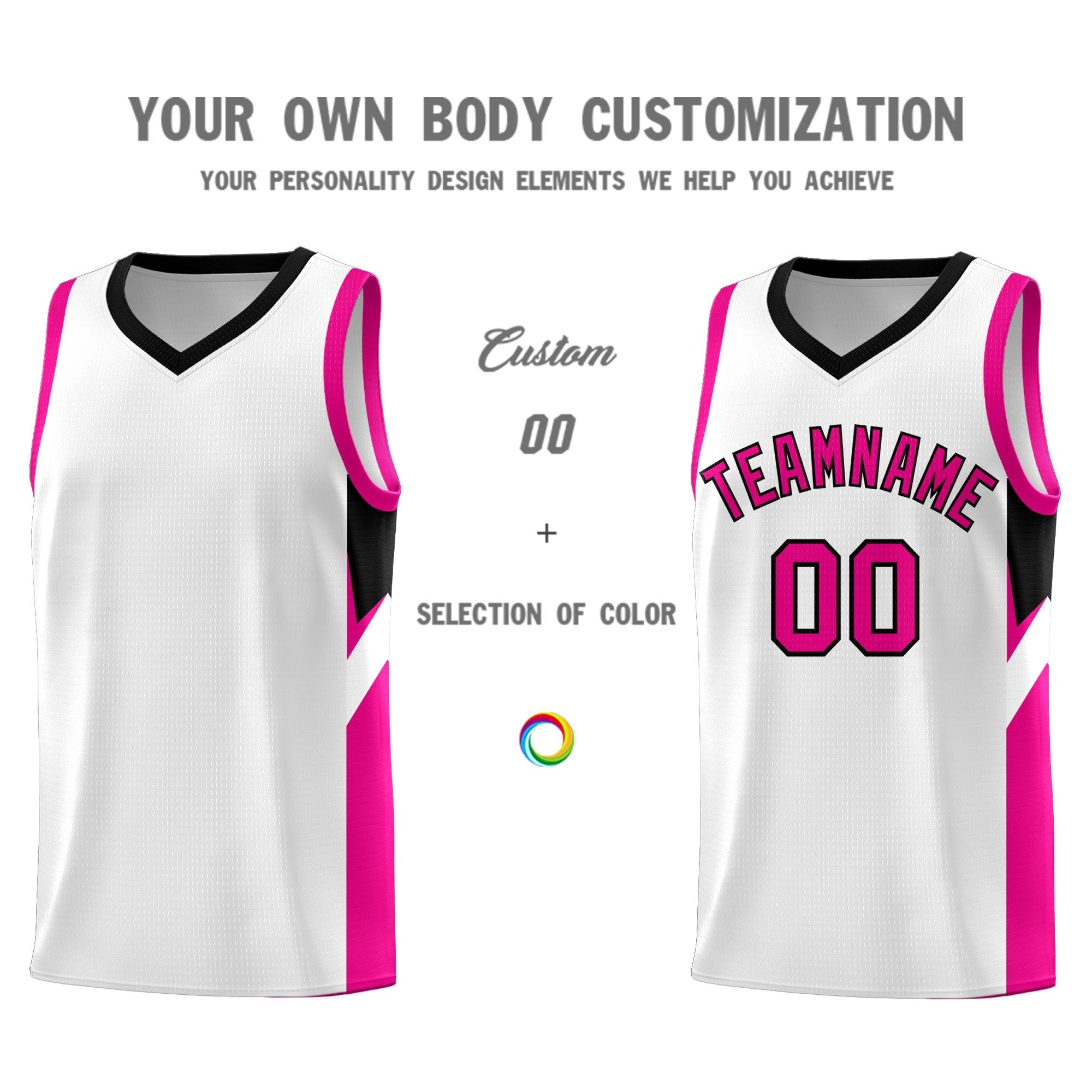 Custom White Black Side Design Sets Sports Uniform Basketball Jersey