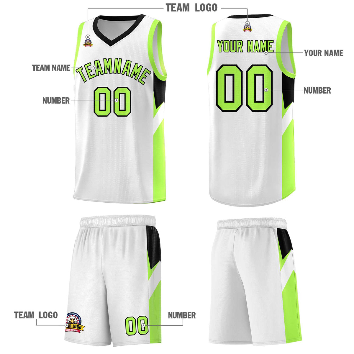 Custom White Black Side Design Sets Sports Uniform Basketball Jersey