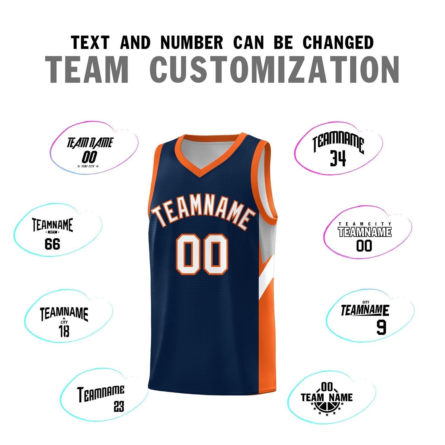 Custom Navy Orange Side Design Sets Sports Uniform Basketball Jersey