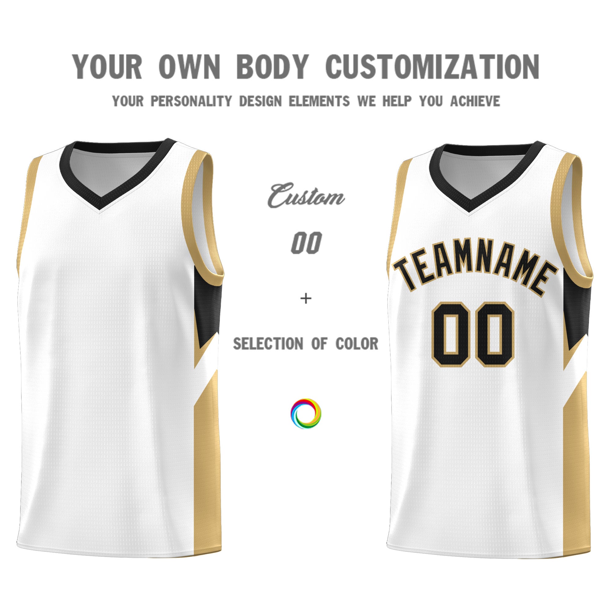 Custom White Black Side Design Sets Sports Uniform Basketball Jersey