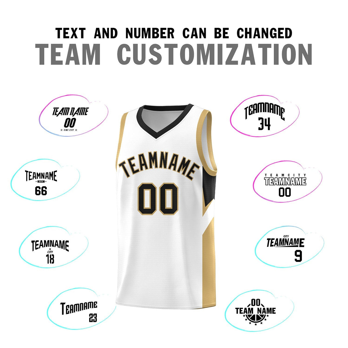 Custom White Black Side Design Sets Sports Uniform Basketball Jersey