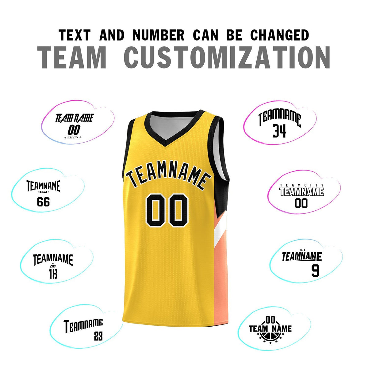 Custom Gold Black Side Design Sets Sports Uniform Basketball Jersey