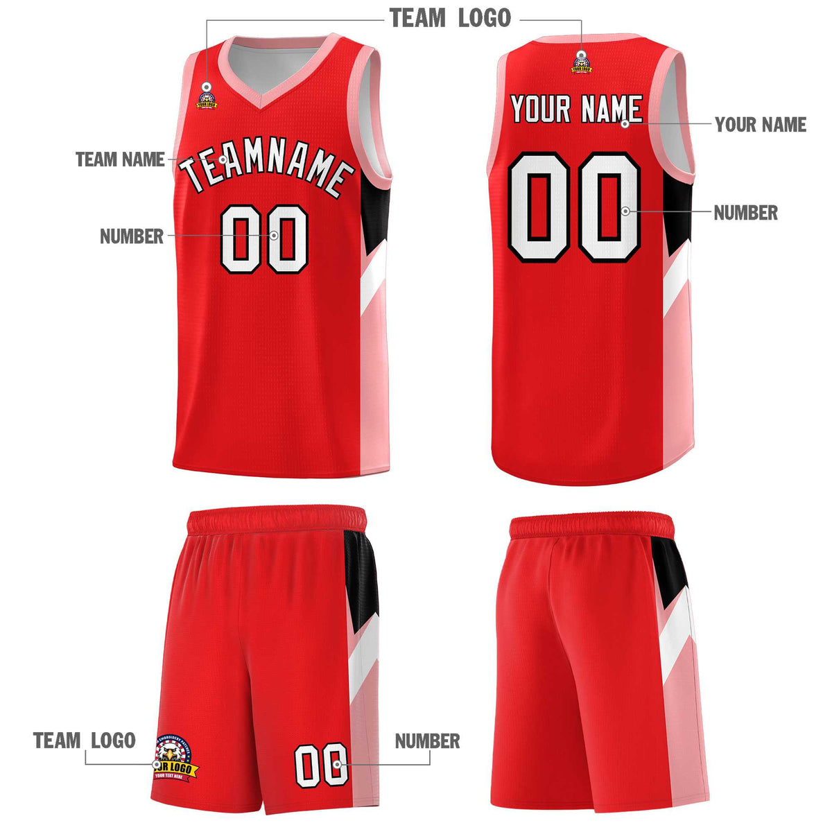 Custom Red Orange Side Design Sets Sports Uniform Basketball Jersey