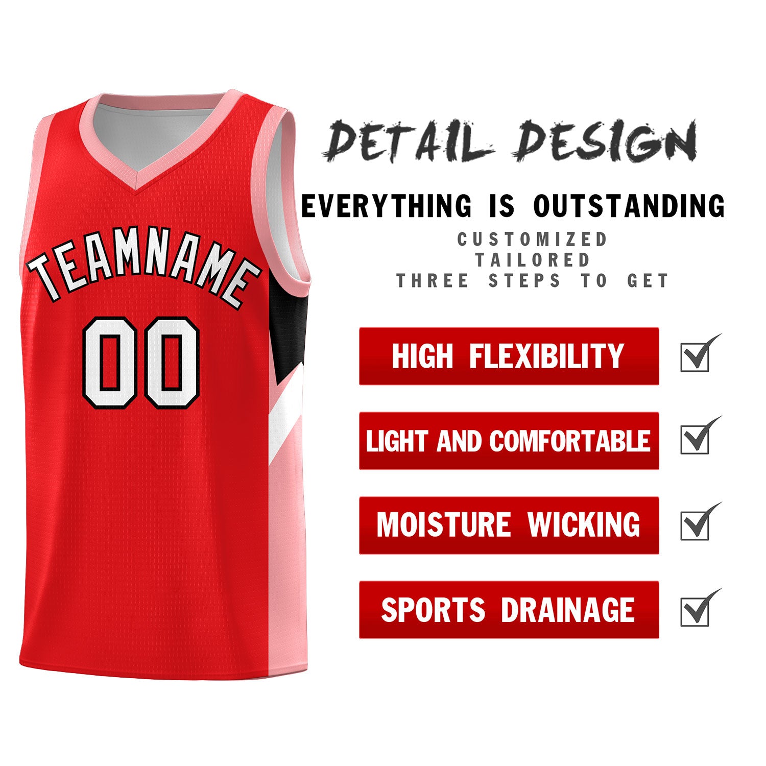 Custom Red Orange Side Design Sets Sports Uniform Basketball Jersey