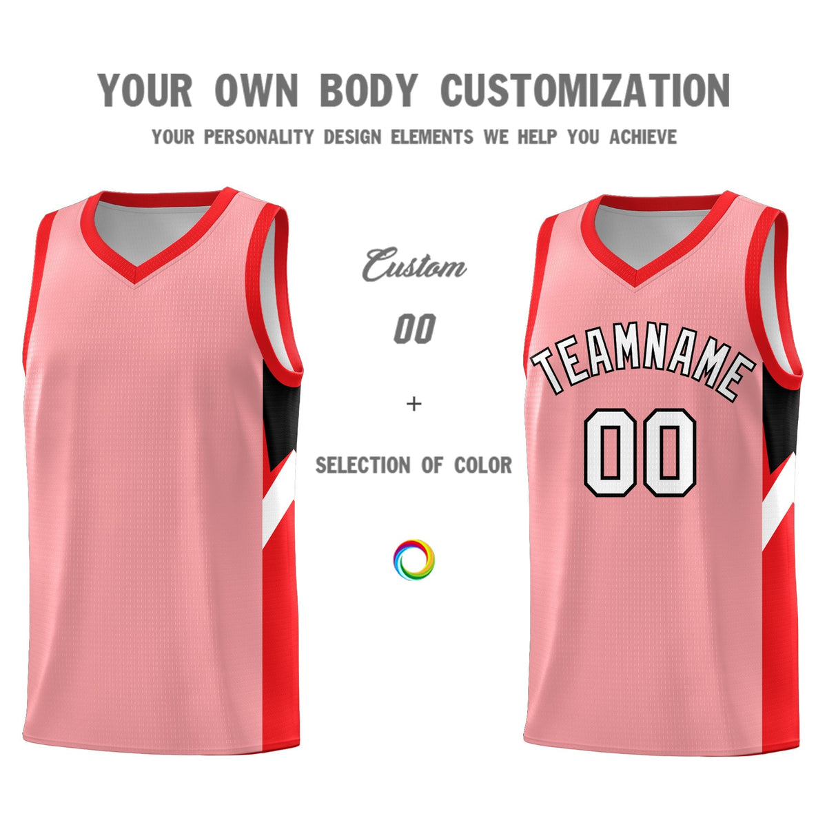 Custom Light Pink Red Side Design Sets Sports Uniform Basketball Jersey