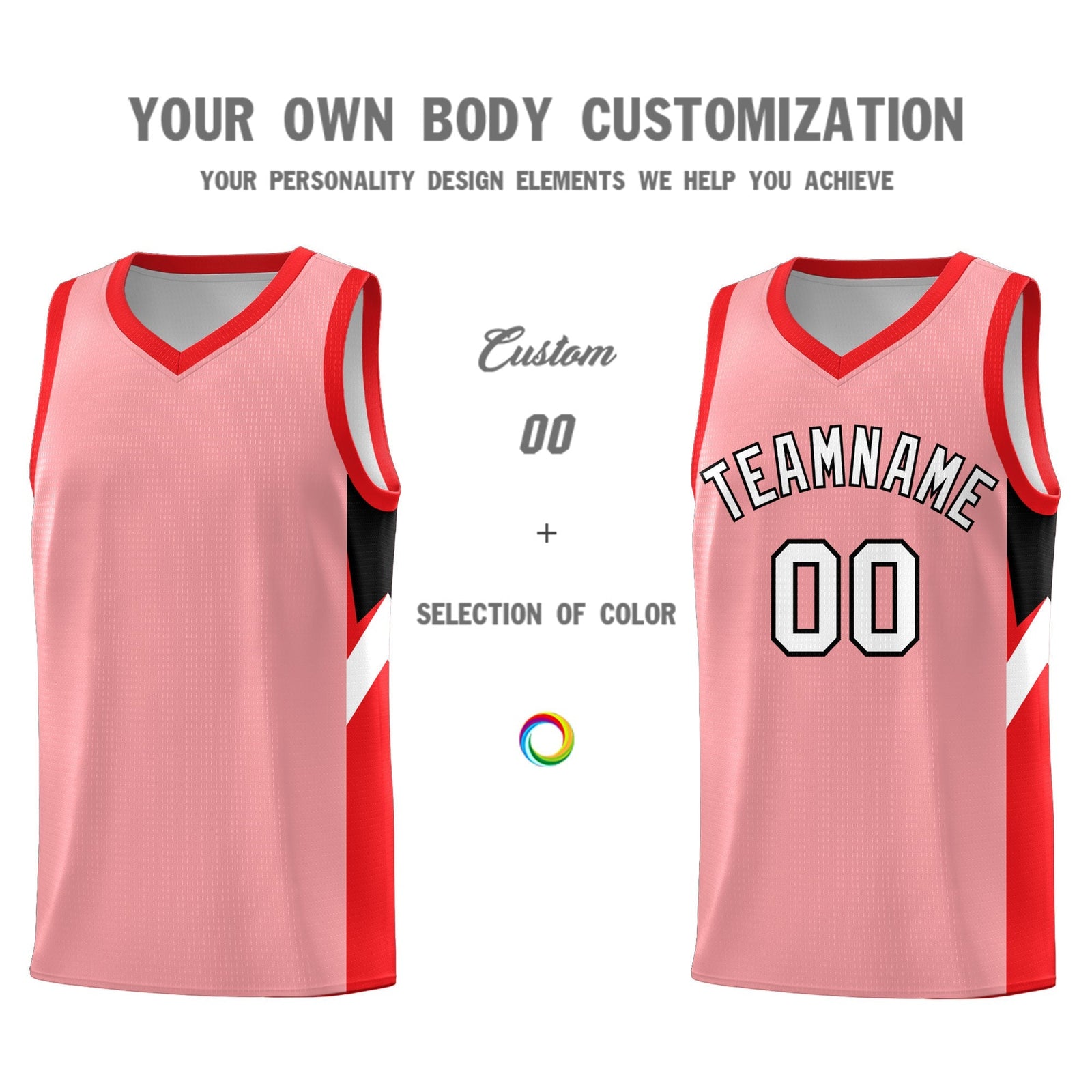 Custom Light Pink Red Side Design Sets Sports Uniform Basketball Jersey