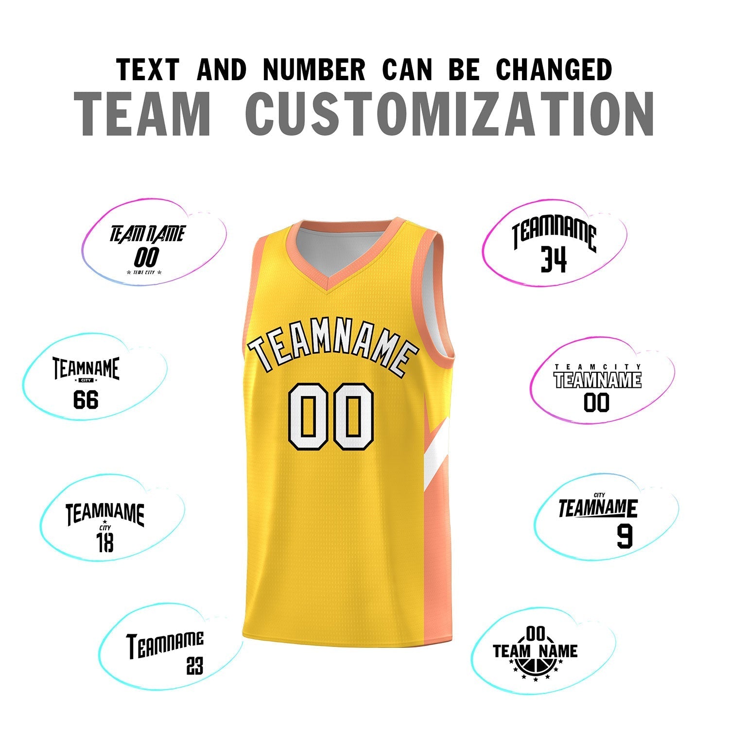 Custom Gold Orange Side Design Sets Sports Uniform Basketball Jersey