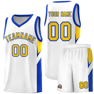Custom White Royal Side Design Sets Sports Uniform Basketball Jersey - Style 1