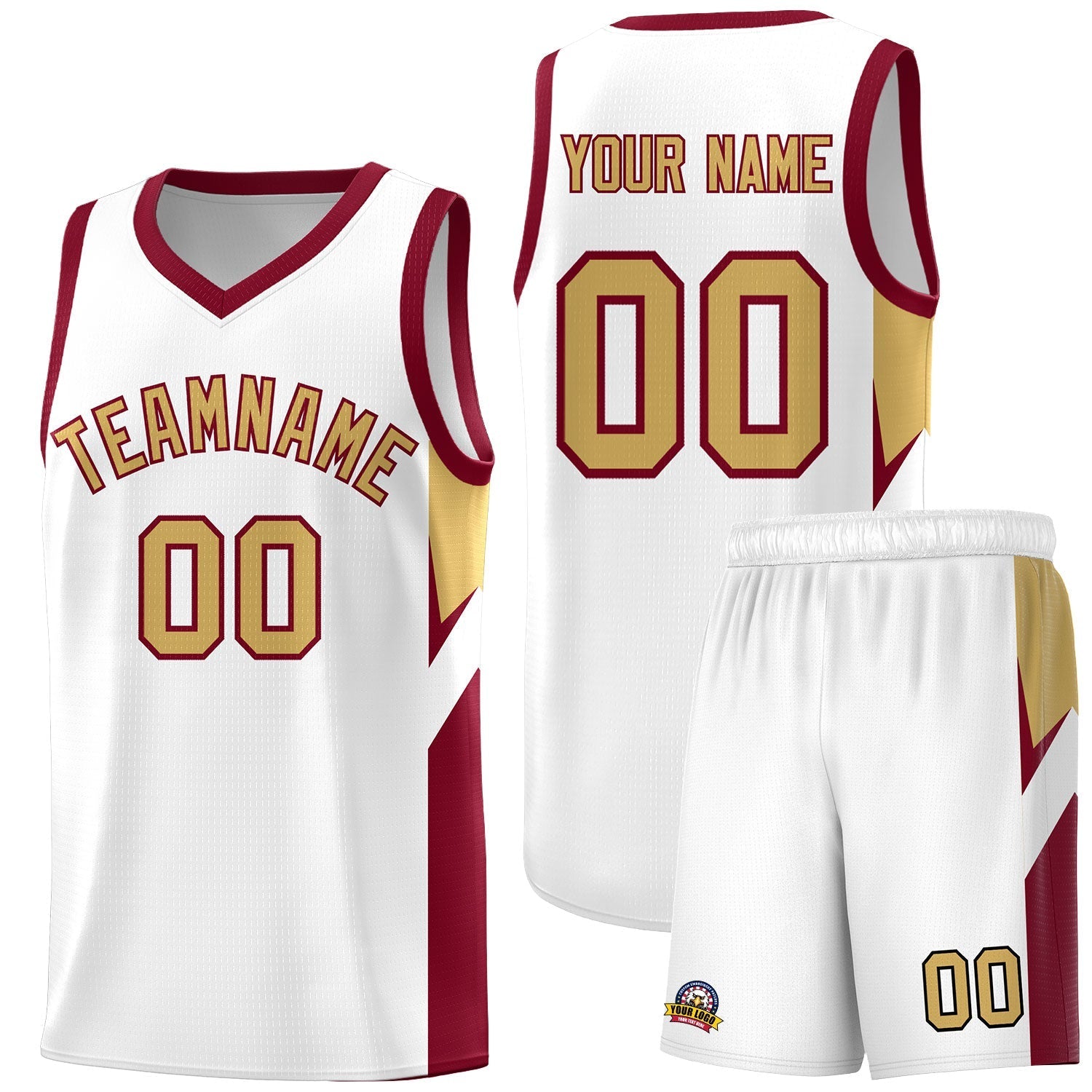 Custom White Crimson Side Design Sets Sports Uniform Basketball Jersey