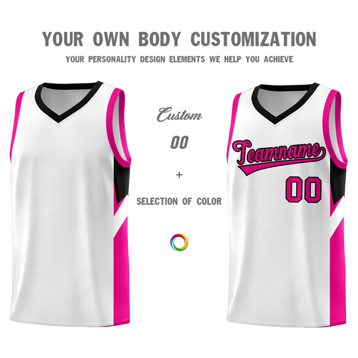 Custom White Black Side Design Sets Sports Uniform Basketball Jersey