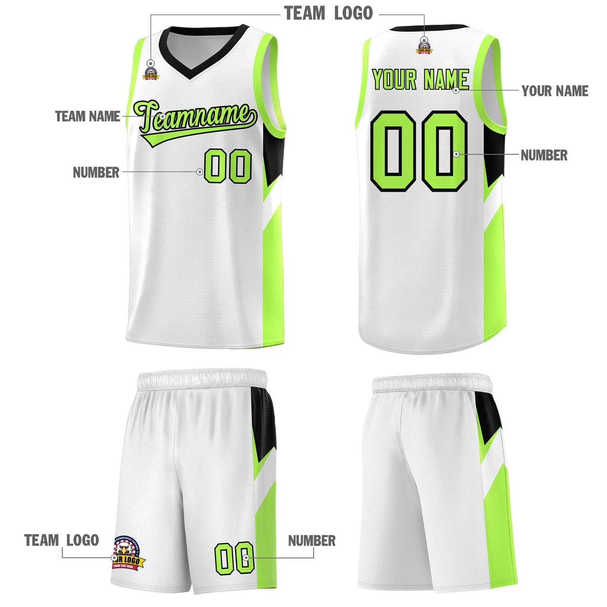 Custom White Black Side Design Sets Sports Uniform Basketball Jersey