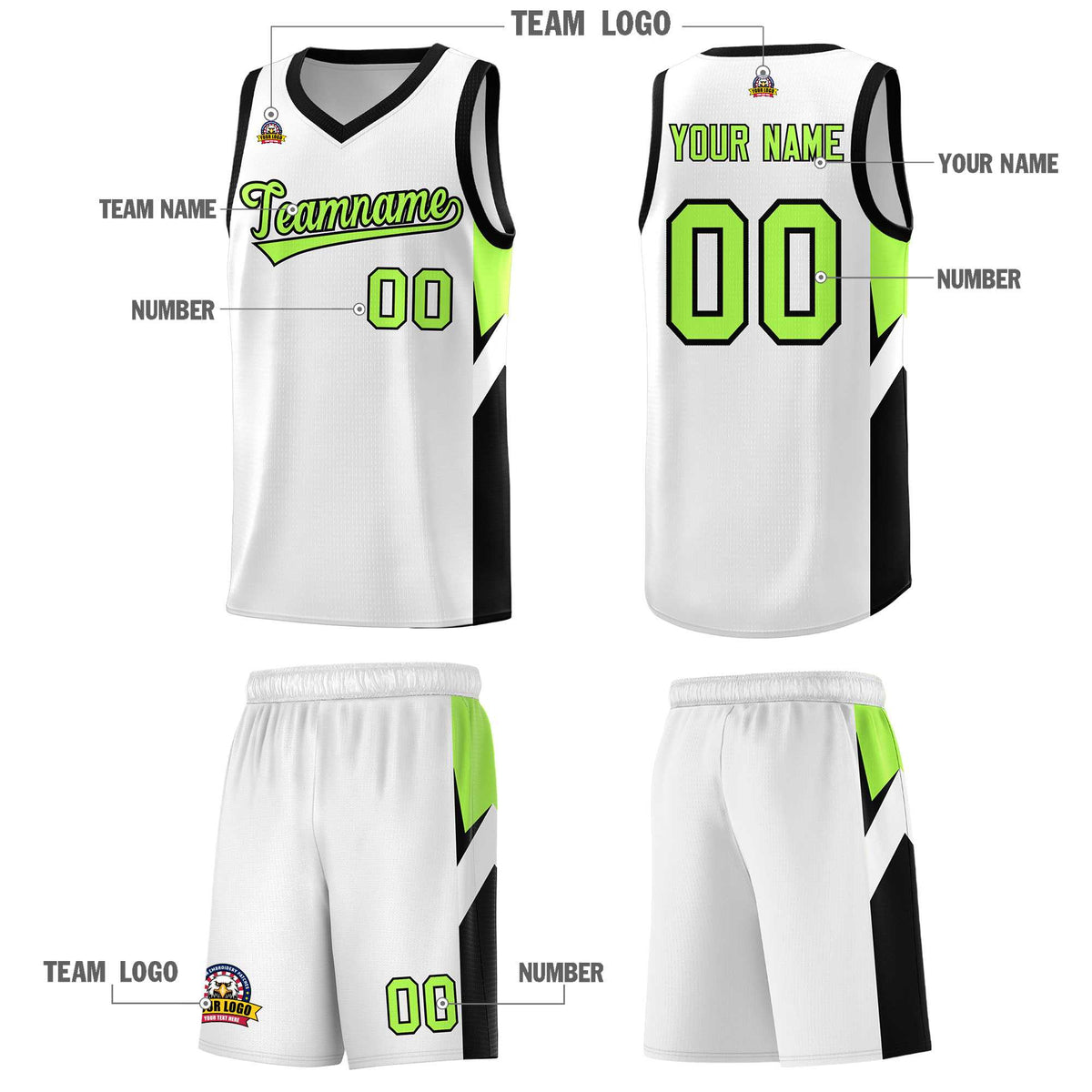 Custom White Black Side Design Sets Sports Uniform Basketball Jersey