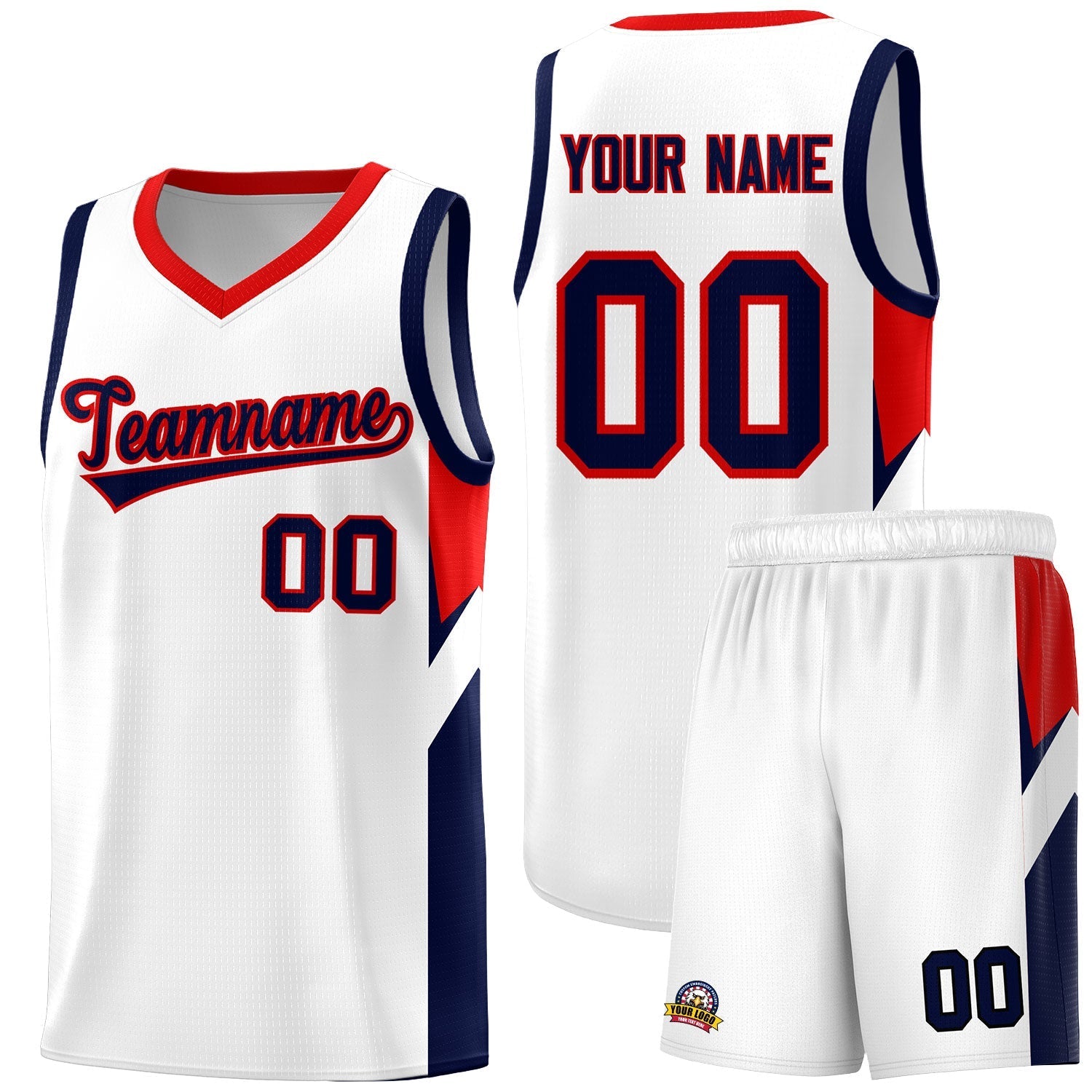 Custom White Red Side Design Sets Sports Uniform Basketball Jersey