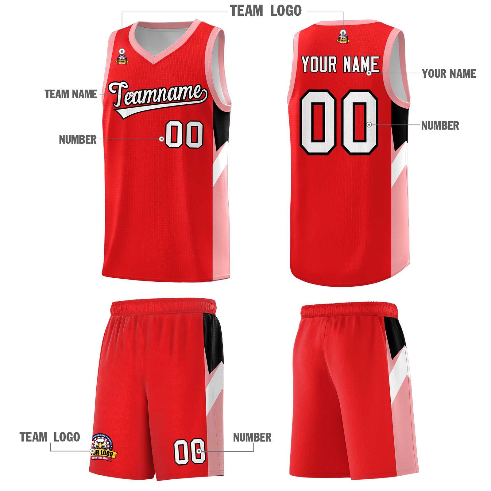 Custom Red Orange Side Design Sets Sports Uniform Basketball Jersey