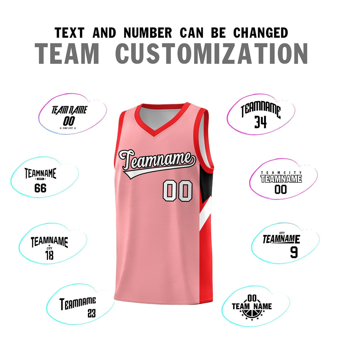Custom Light Pink Red Side Design Sets Sports Uniform Basketball Jersey