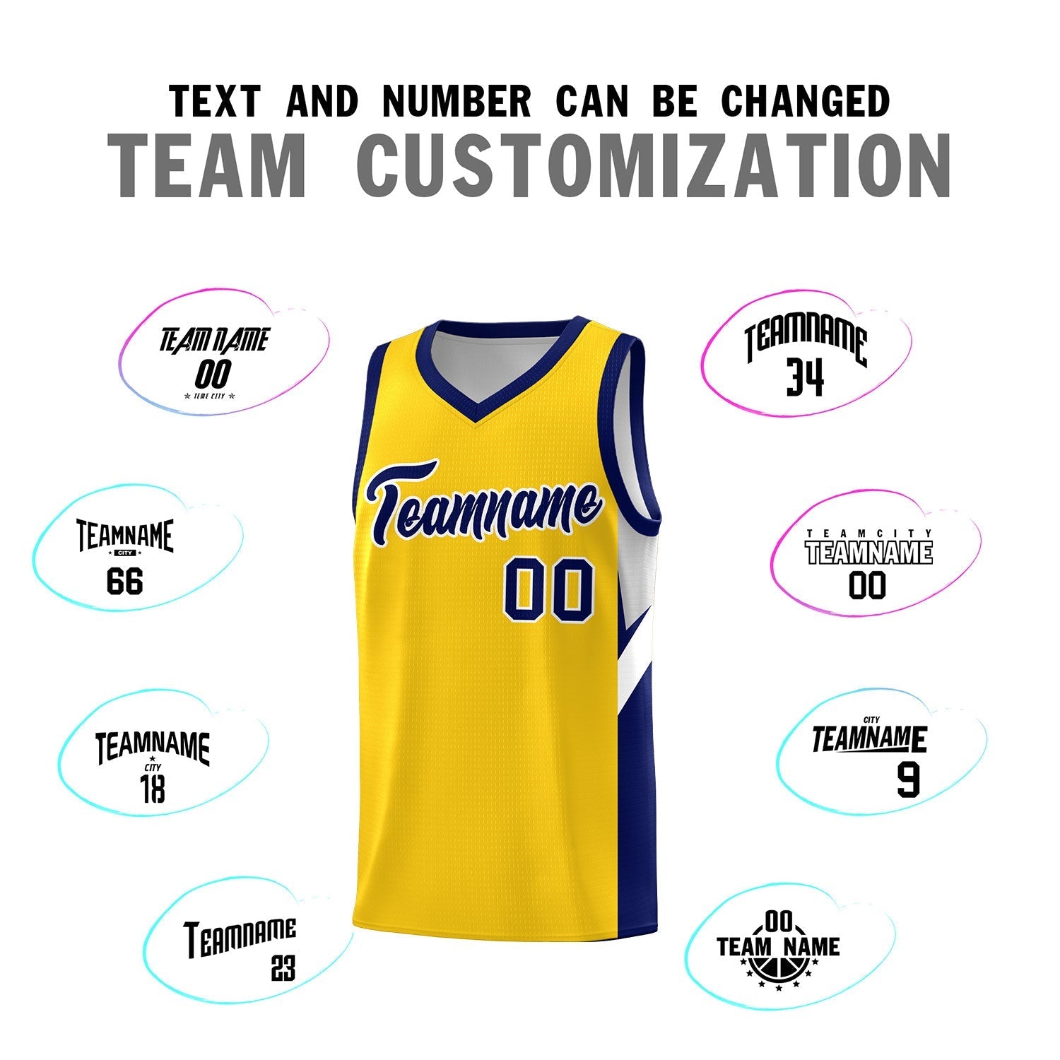Custom Gold Navy Side Design Sets Sports Uniform Basketball Jersey