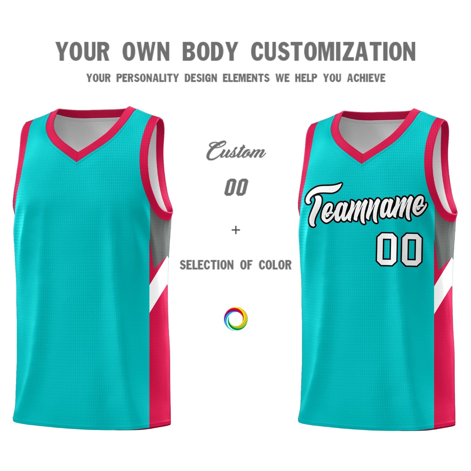 Custom Aqua Red Side Design Sets Sports Uniform Basketball Jersey