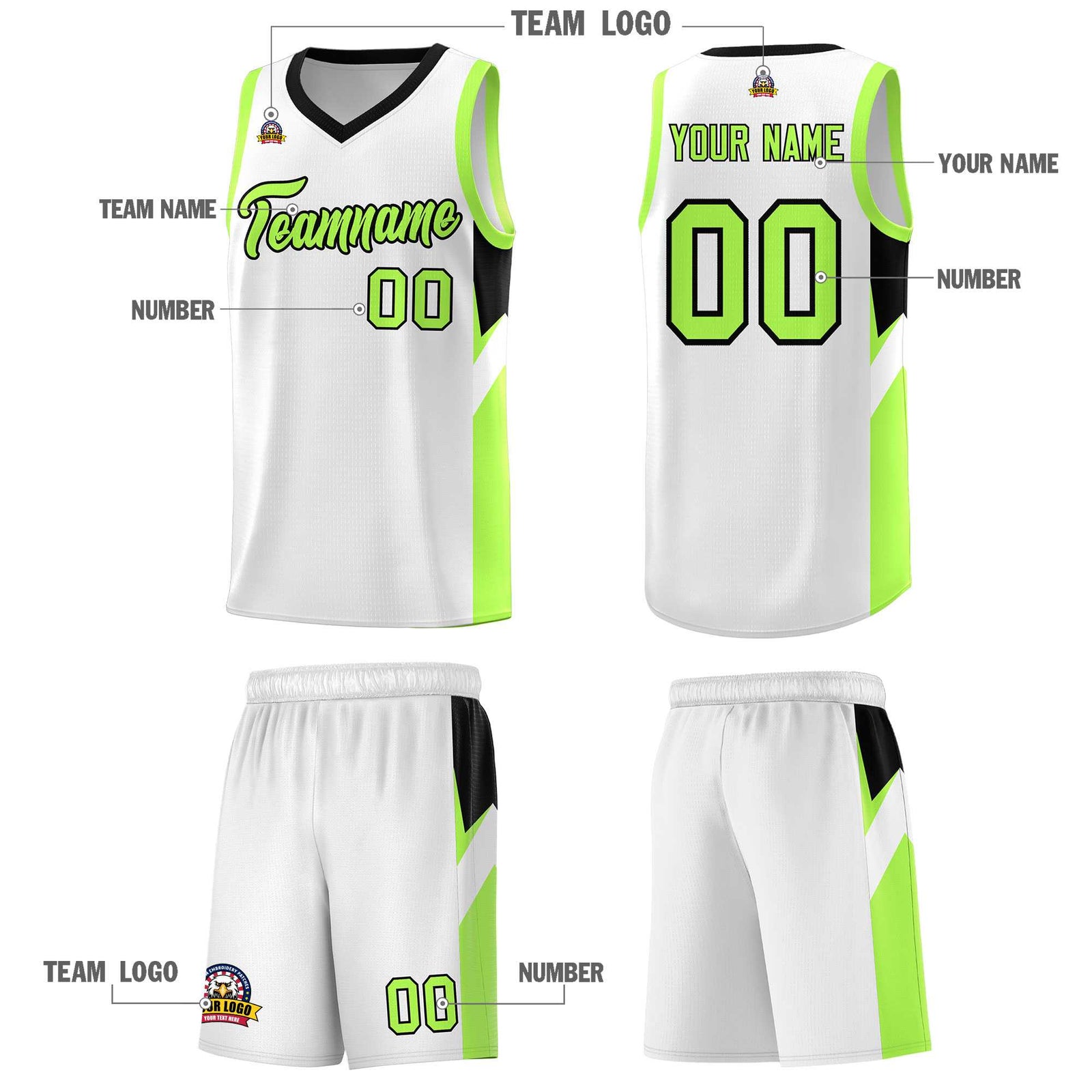 Custom White Black Side Design Sets Sports Uniform Basketball Jersey