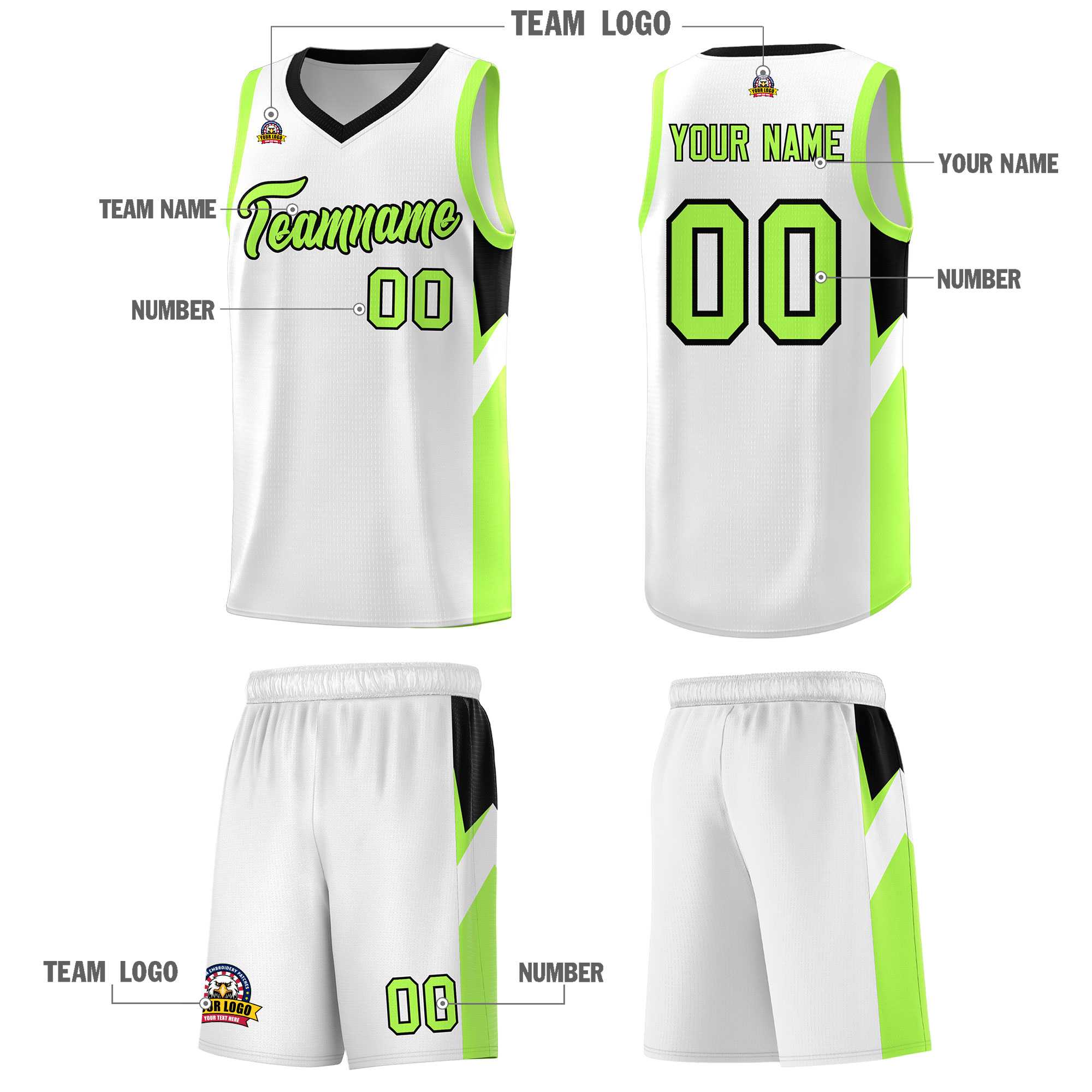 Custom White Black Side Design Sets Sports Uniform Basketball Jersey