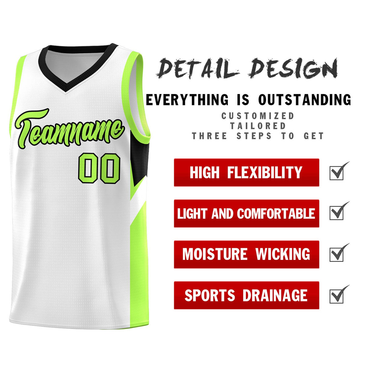 Custom White Black Side Design Sets Sports Uniform Basketball Jersey