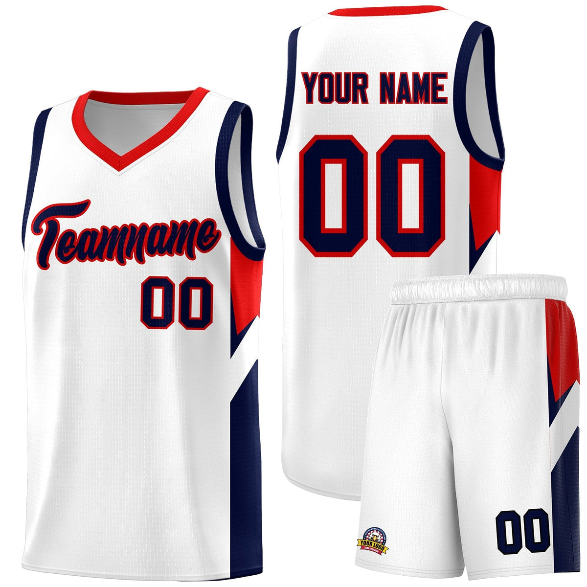 Custom White Red Side Design Sets Sports Uniform Basketball Jersey
