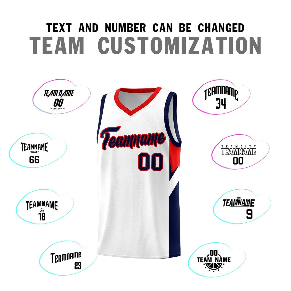 Custom White Red Side Design Sets Sports Uniform Basketball Jersey