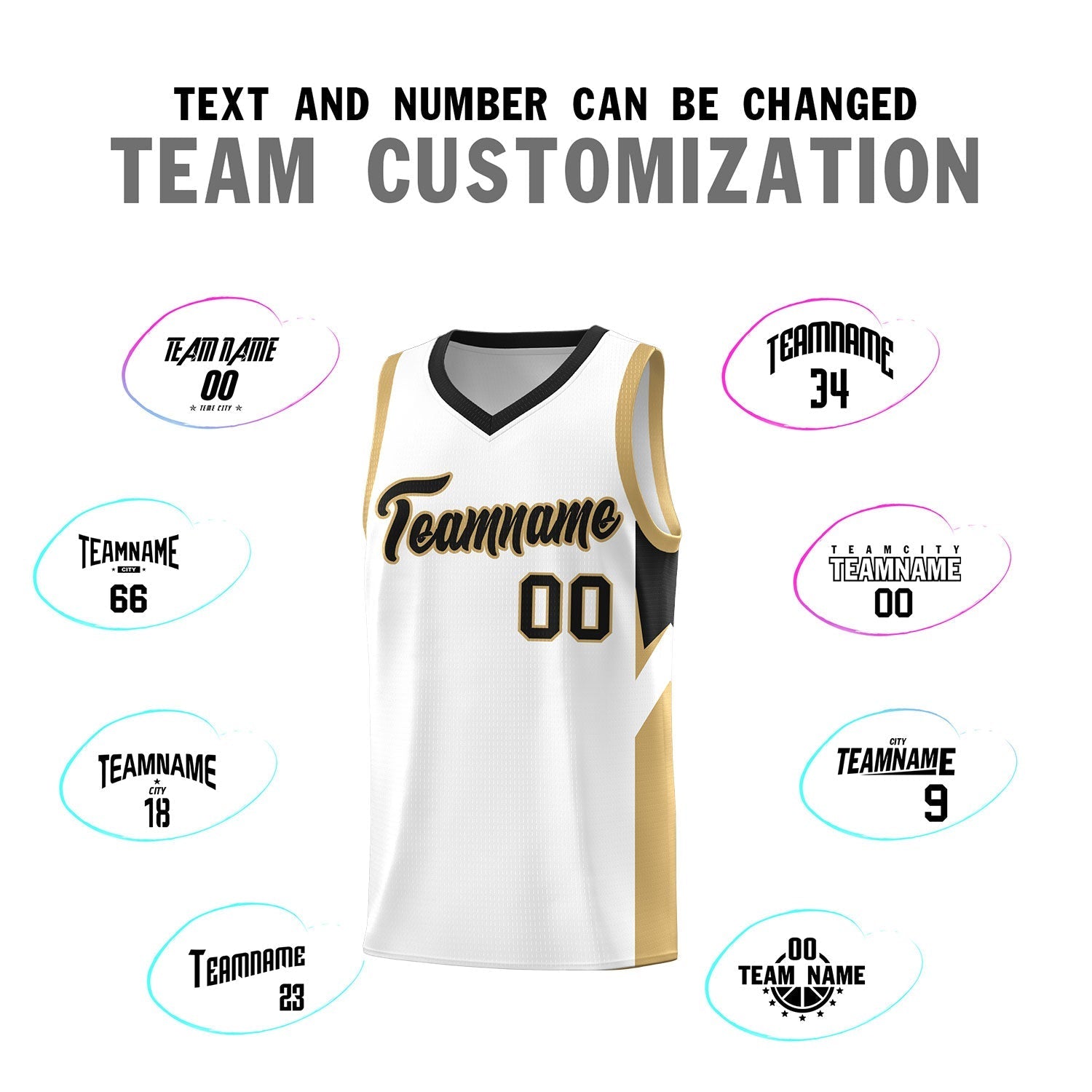 Custom White Black Side Design Sets Sports Uniform Basketball Jersey