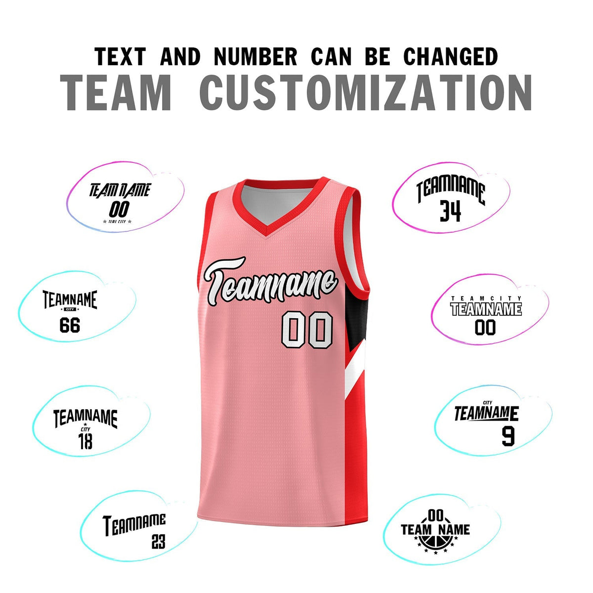 Custom Light Pink Red Side Design Sets Sports Uniform Basketball Jersey