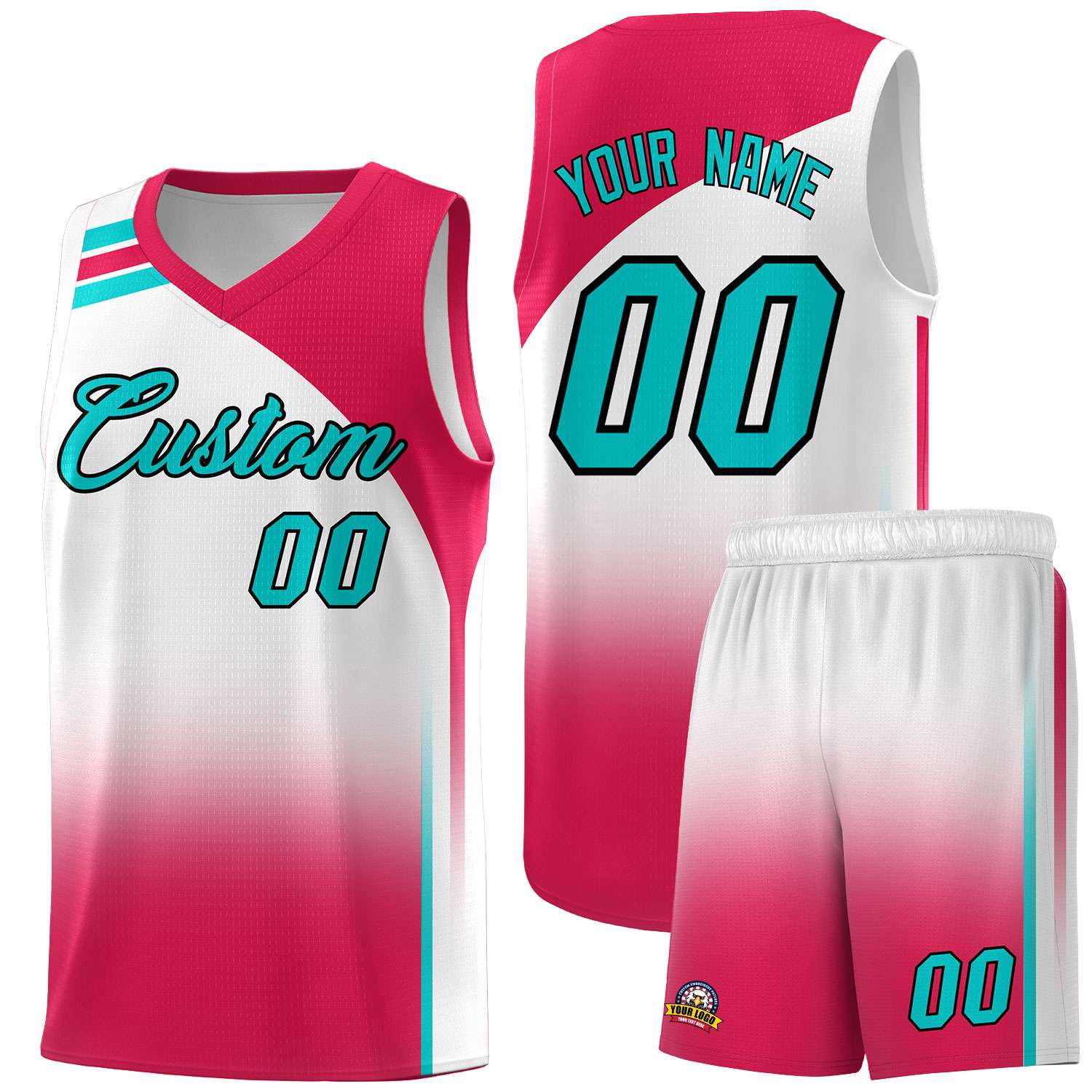 Custom White Red Gradient Fashion Sets Sports Uniform Basketball Jersey