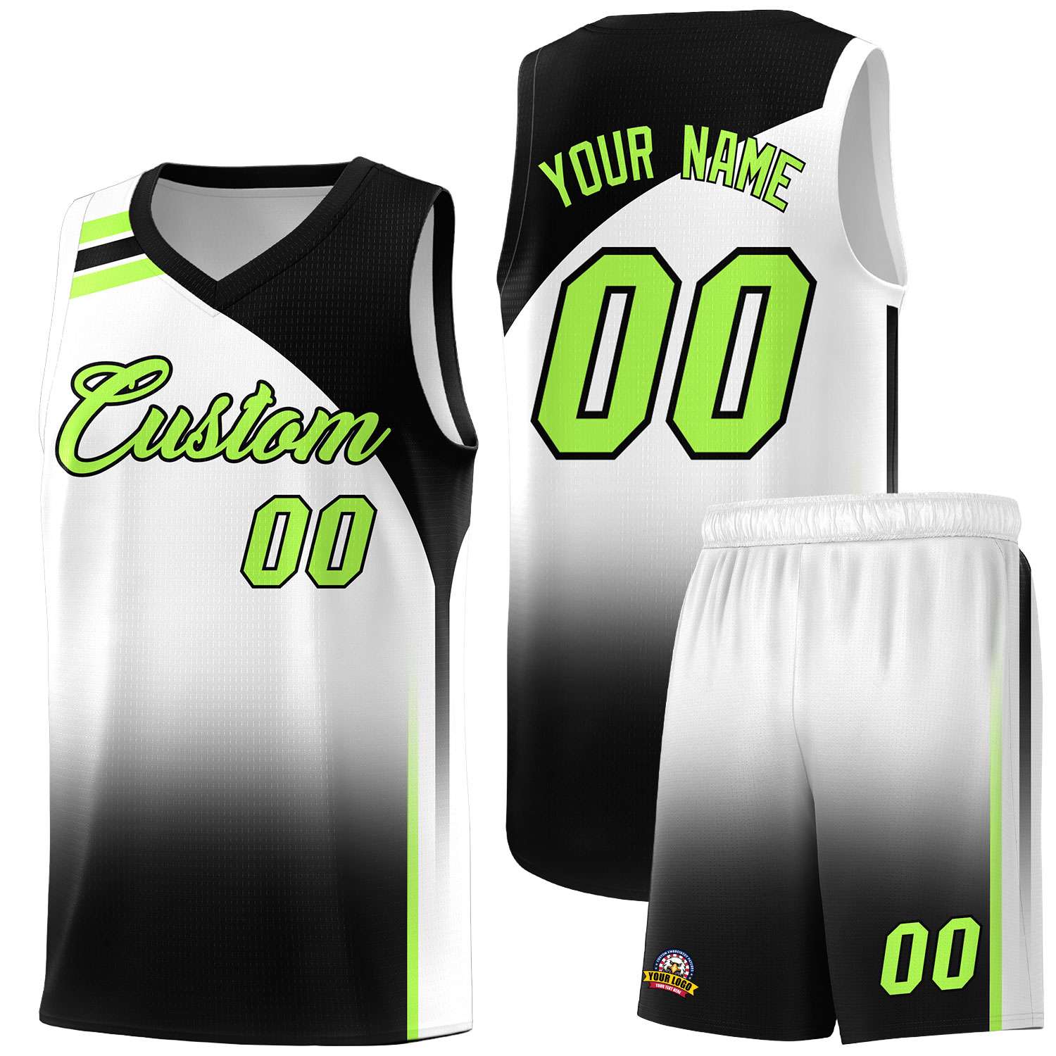 Custom White Black Gradient Fashion Sets Sports Uniform Basketball Jersey