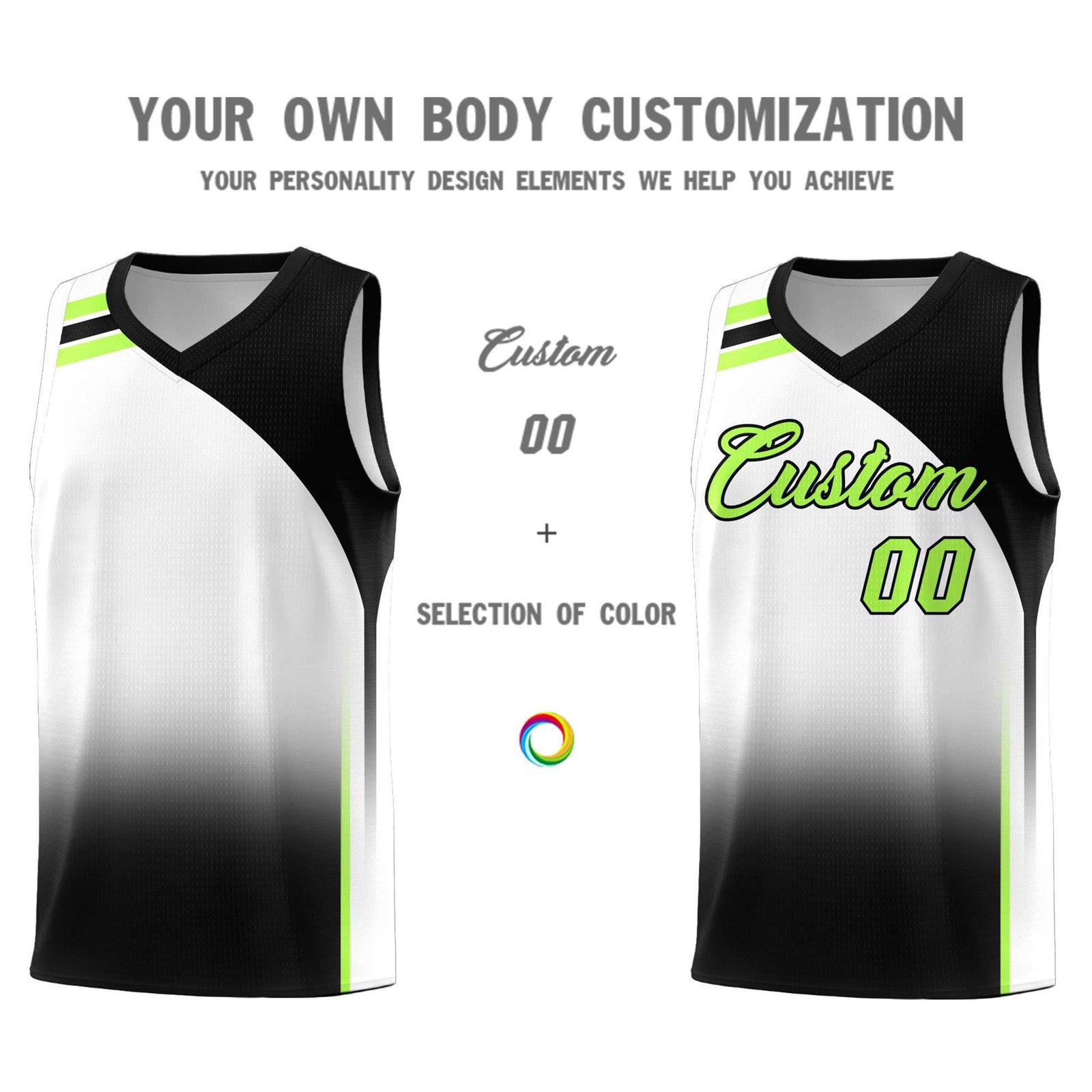 Custom White Black Gradient Fashion Sets Sports Uniform Basketball Jersey