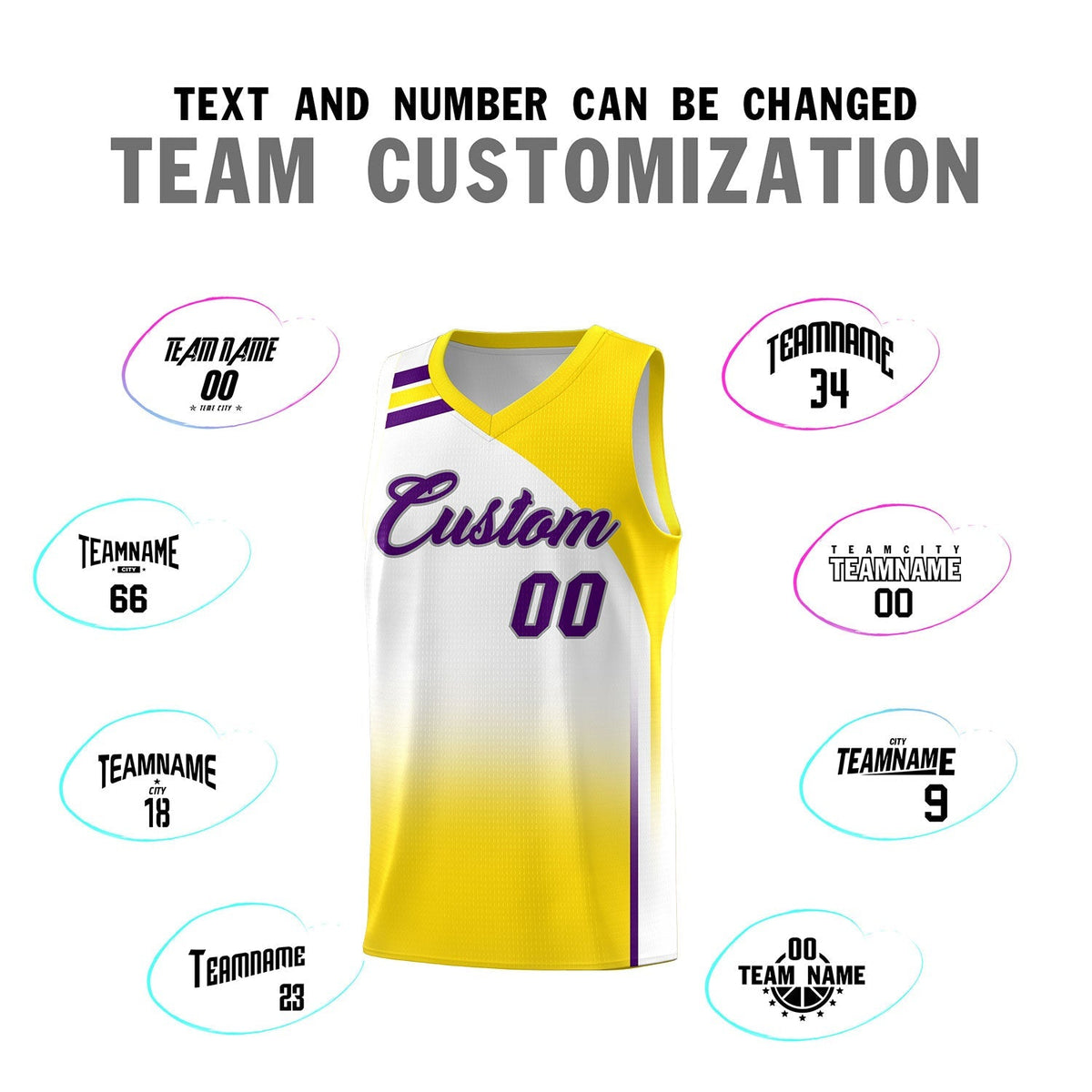Custom White Gold Gradient Fashion Sets Sports Uniform Basketball Jersey