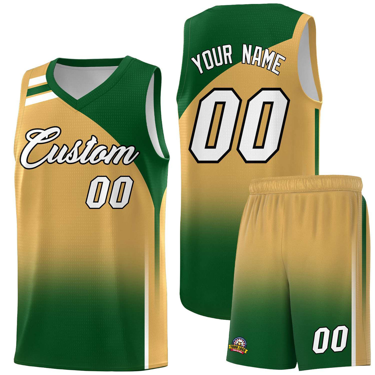 Custom Buckskin Brown Teal Gradient Fashion Sets Sports Uniform Basketball Jersey