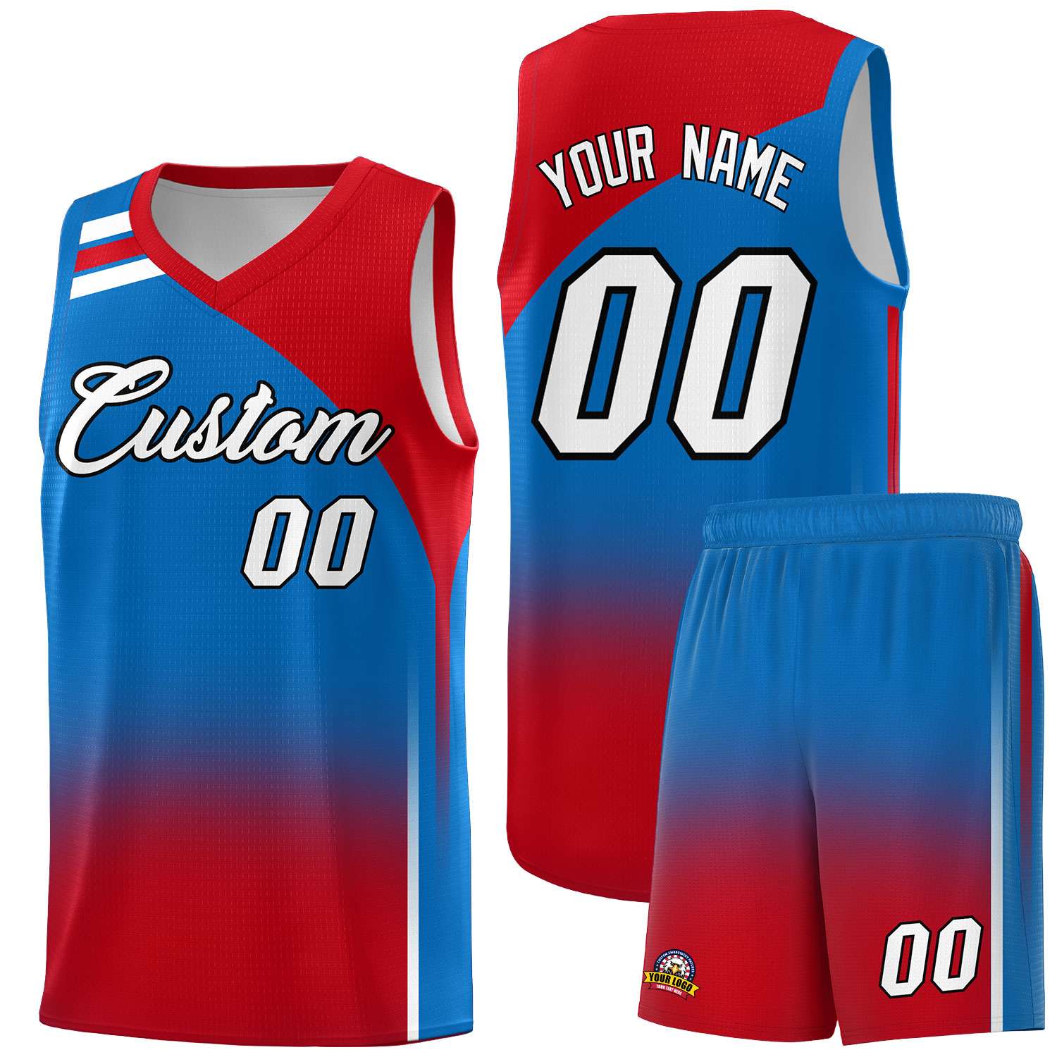 Custom Royal Red Gradient Fashion Sets Sports Uniform Basketball Jersey