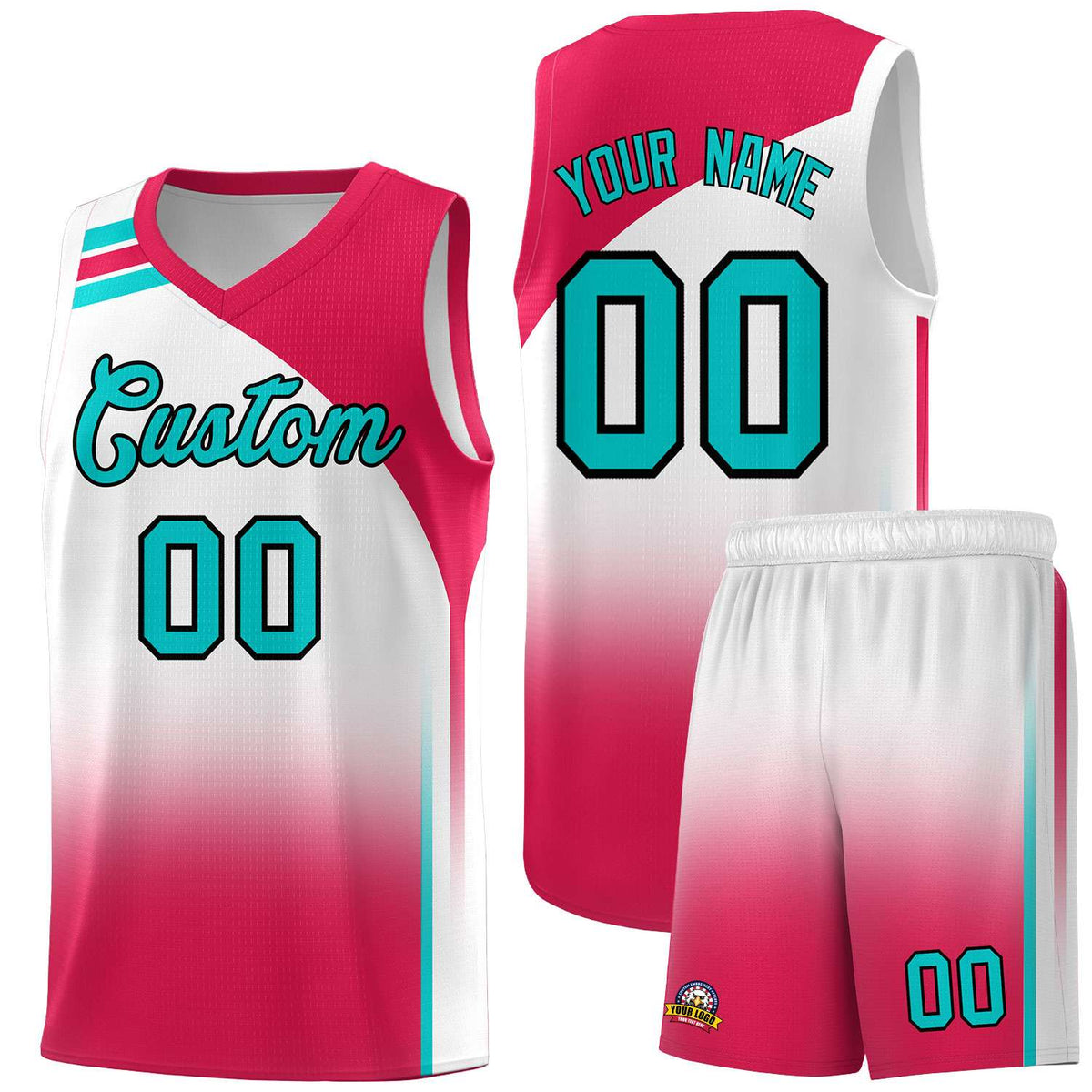Custom White Red Gradient Fashion Sets Sports Uniform Basketball Jersey
