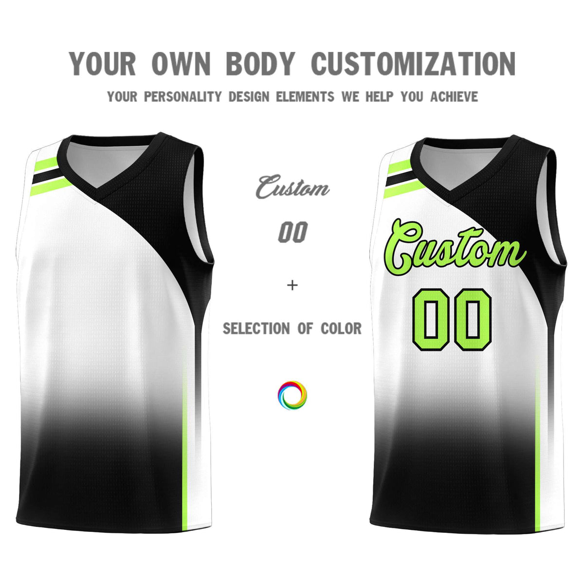 Custom White Black Gradient Fashion Sets Sports Uniform Basketball Jersey