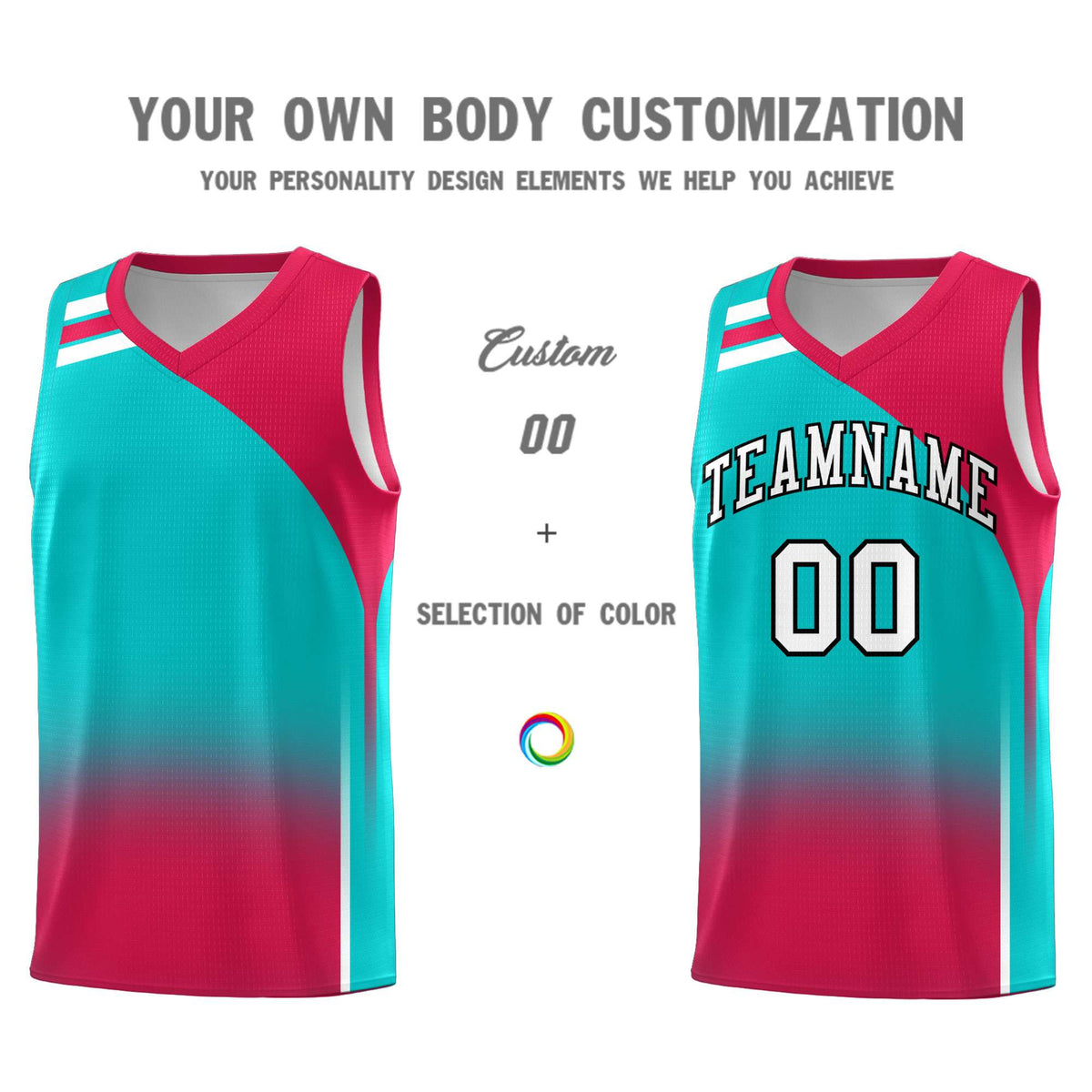 Custom Aqua Red Gradient Fashion Sets Sports Uniform Basketball Jersey