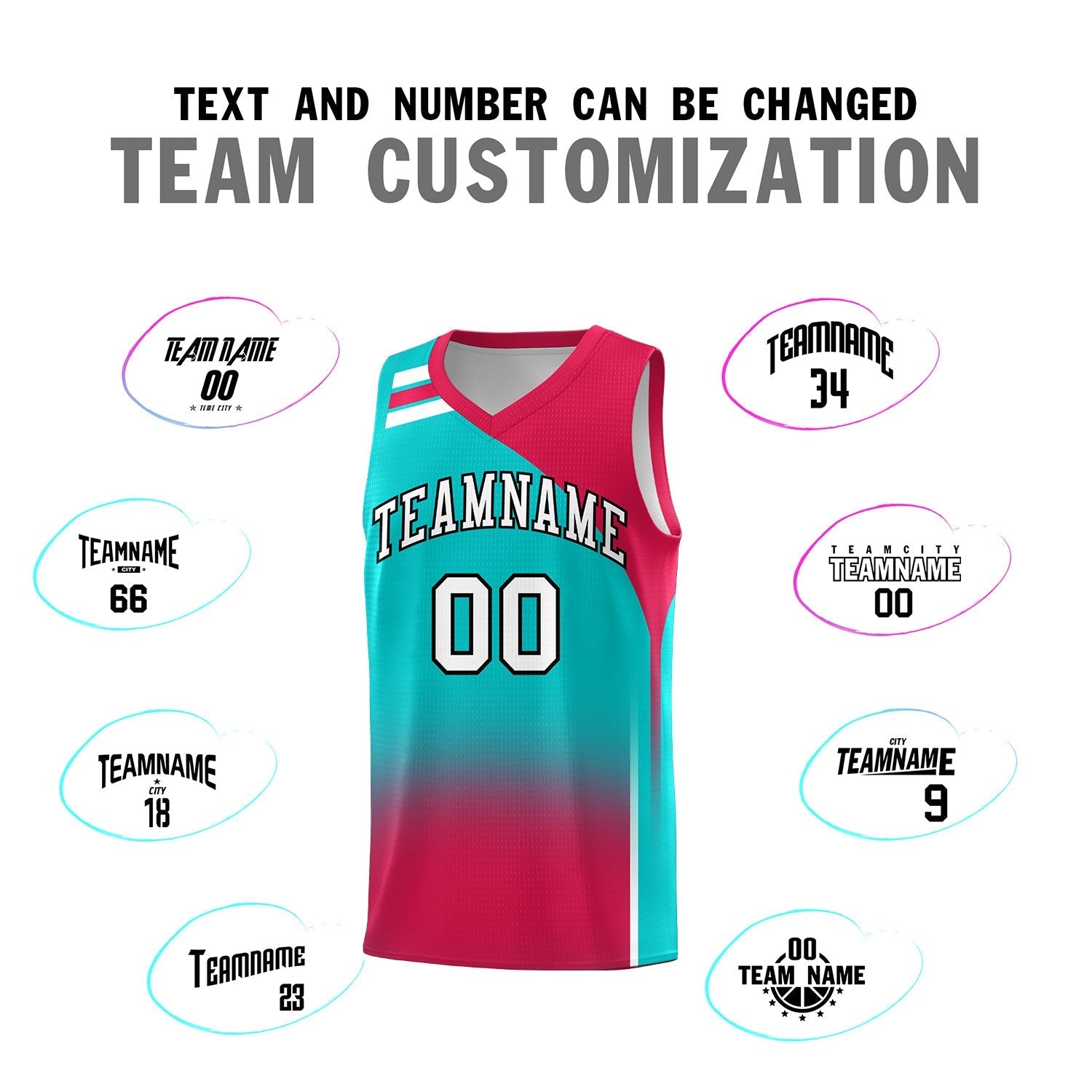 Custom Aqua Red Gradient Fashion Sets Sports Uniform Basketball Jersey