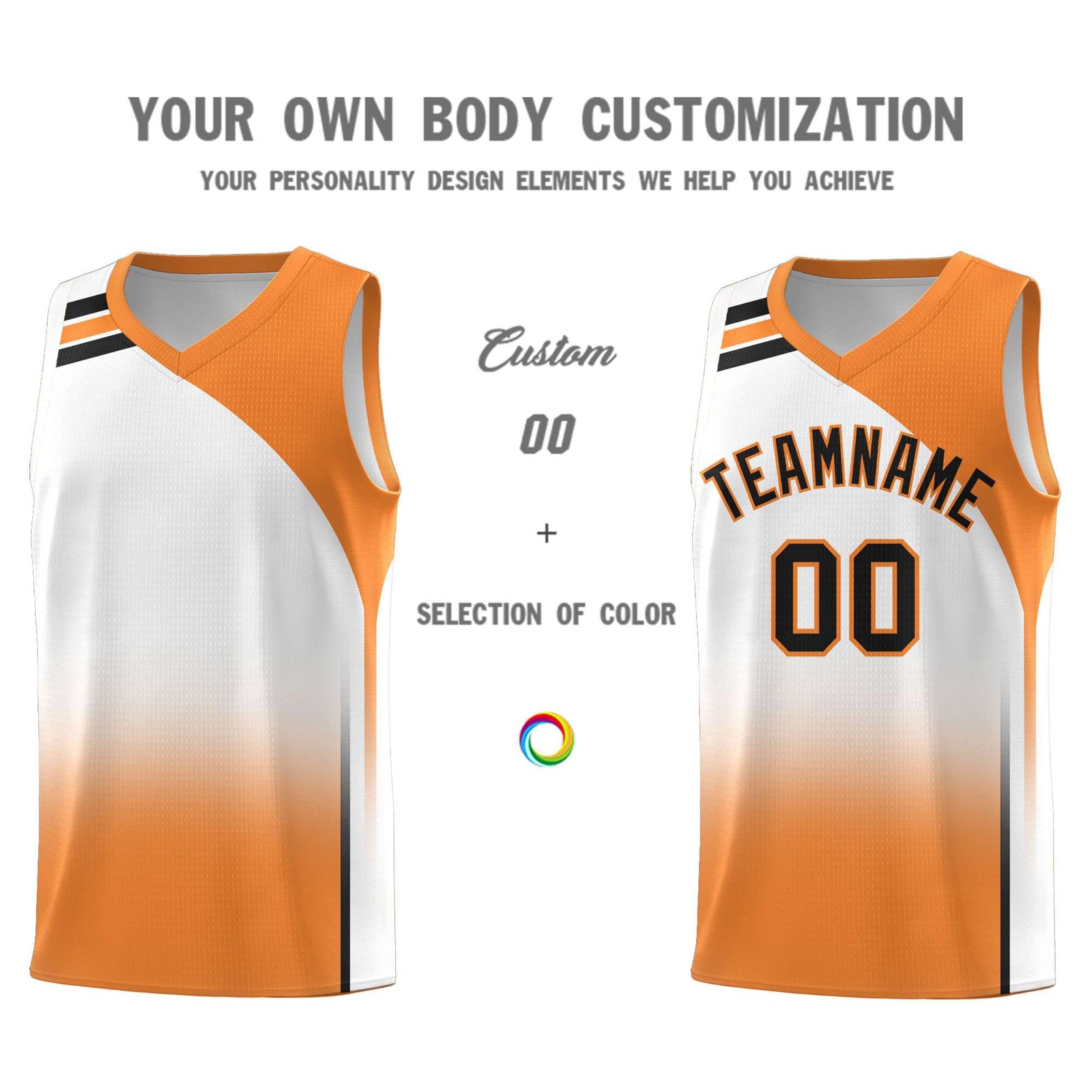 Custom White Gold Orange Gradient Fashion Sets Sports Uniform Basketball Jersey