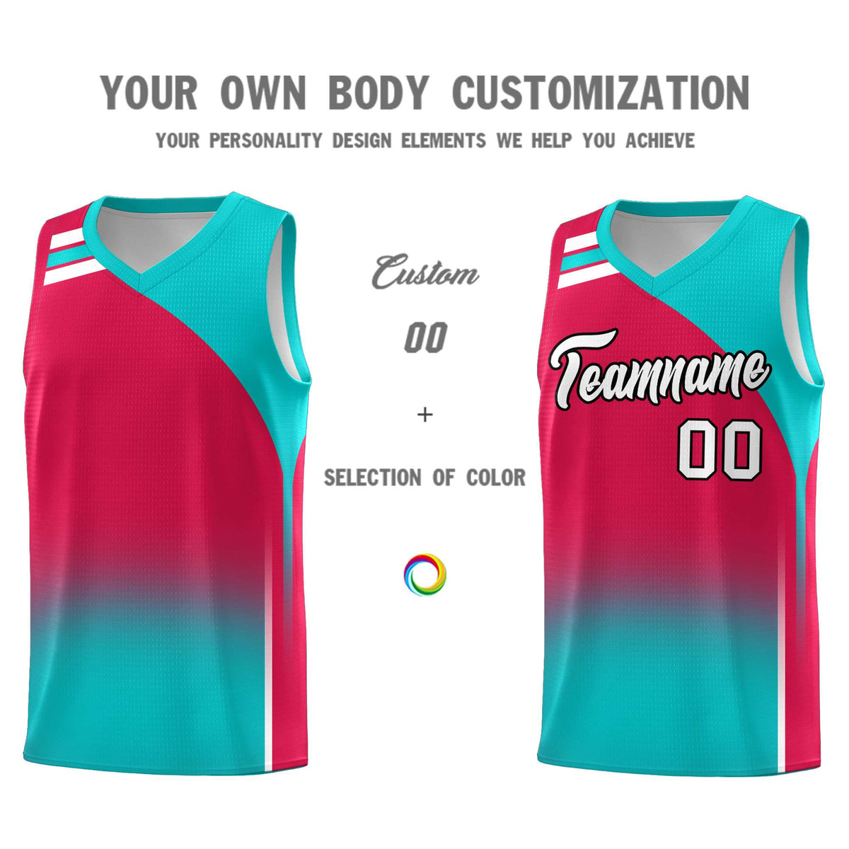 Custom Red Aqua Gradient Fashion Sets Sports Uniform Basketball Jersey