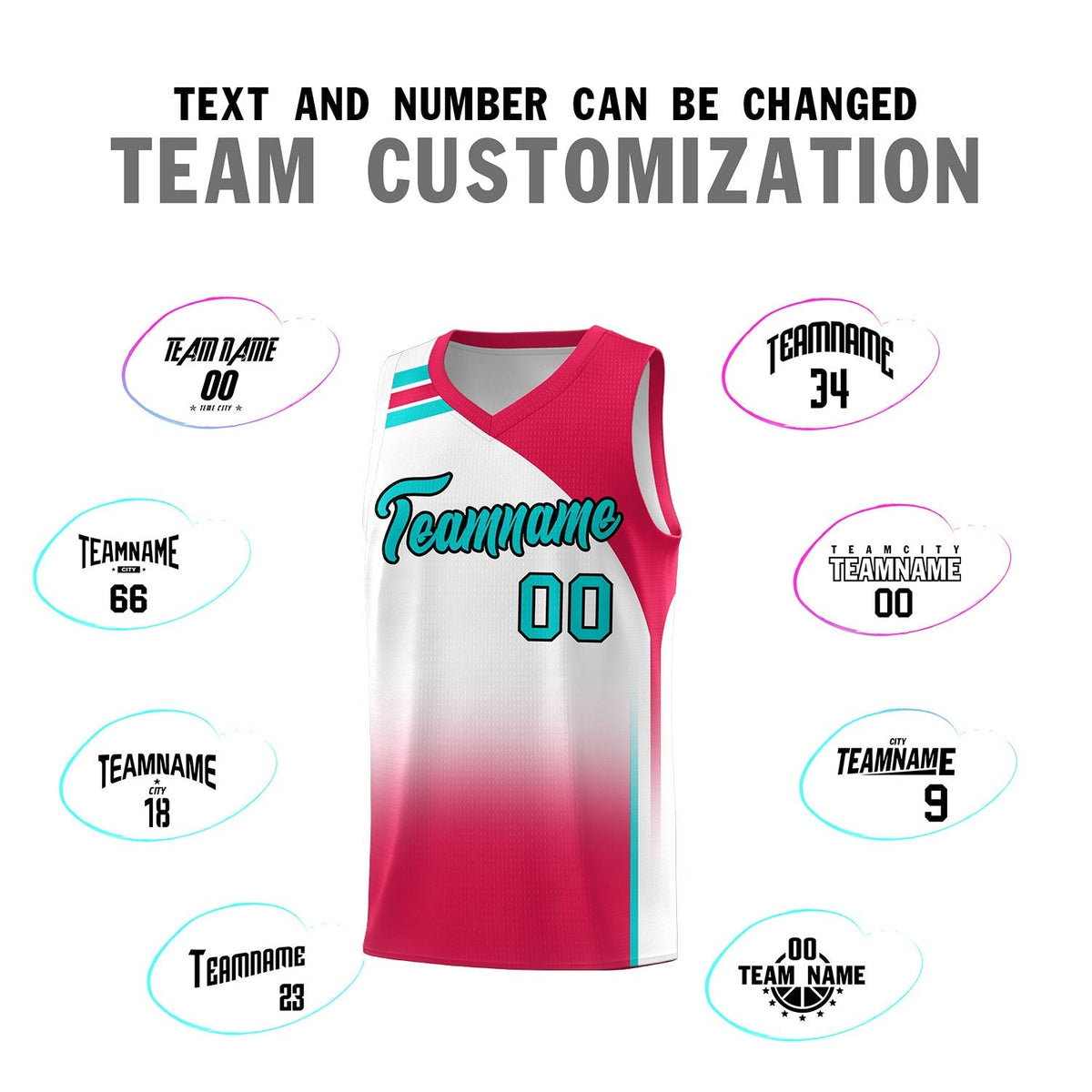 Custom White Red Gradient Fashion Sets Sports Uniform Basketball Jersey