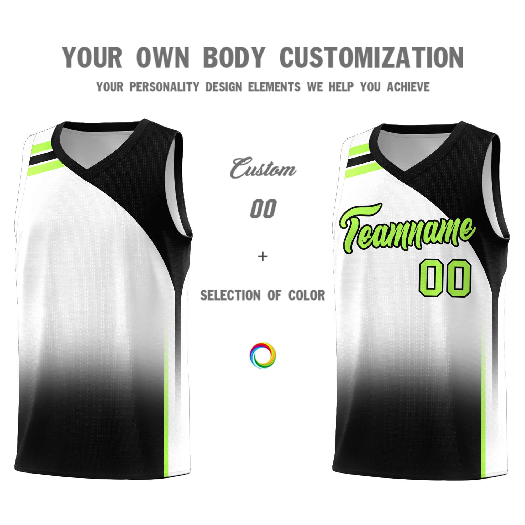 Custom White Black Gradient Fashion Sets Sports Uniform Basketball Jersey