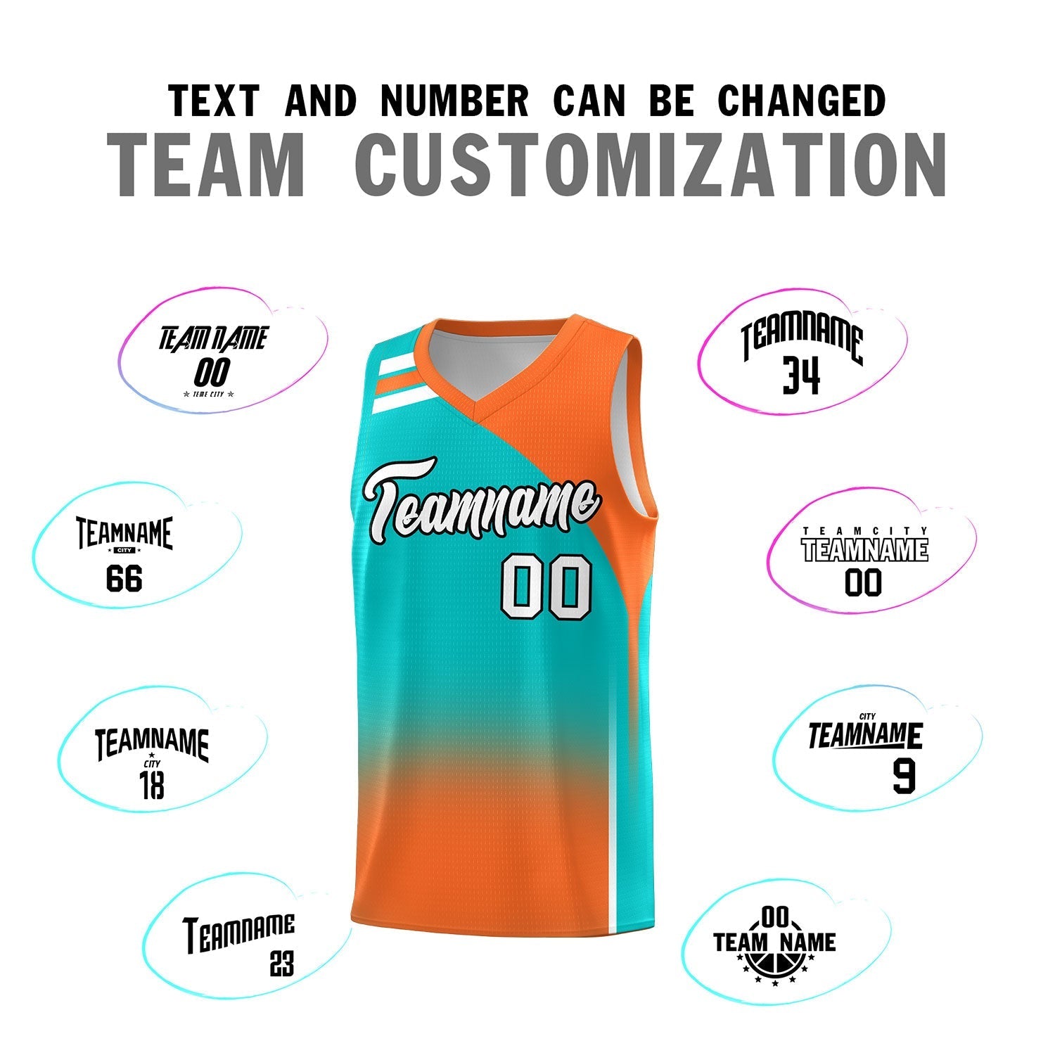 Custom Aqua Orange Gradient Fashion Sets Sports Uniform Basketball Jersey
