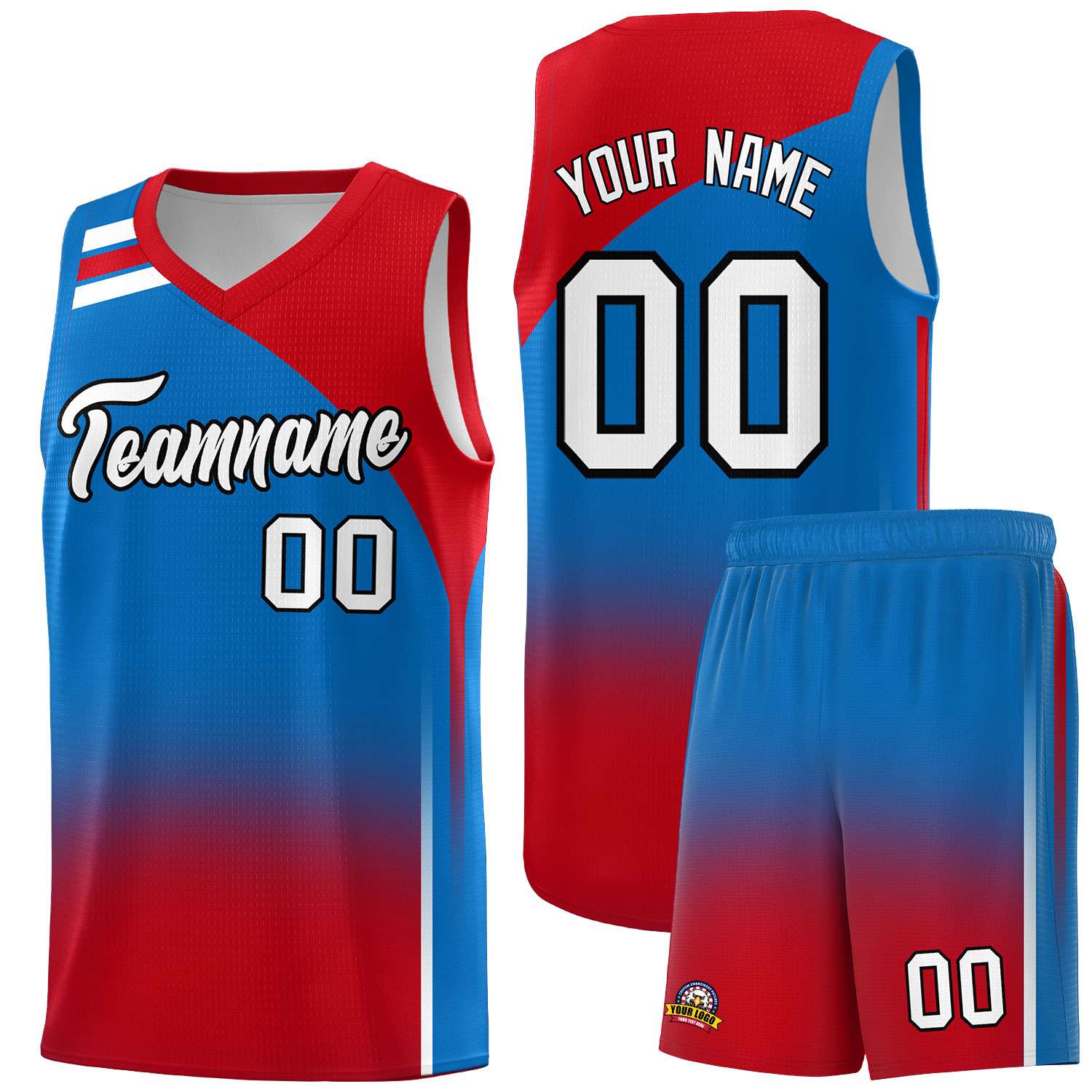 Custom Royal Red Gradient Fashion Sets Sports Uniform Basketball Jersey