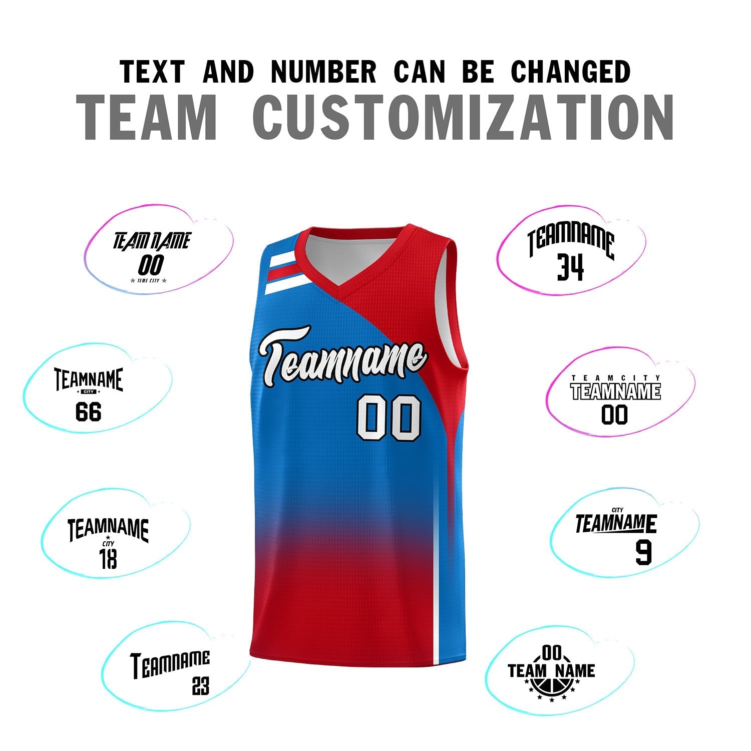 Custom Royal Red Gradient Fashion Sets Sports Uniform Basketball Jersey