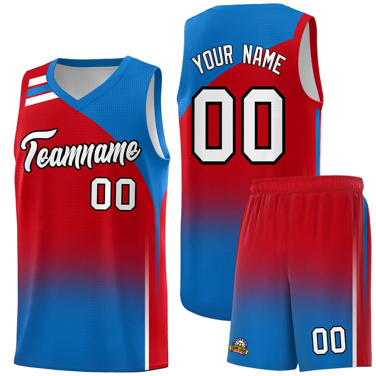 Custom Red Royal Gradient Fashion Sets Sports Uniform Basketball Jersey