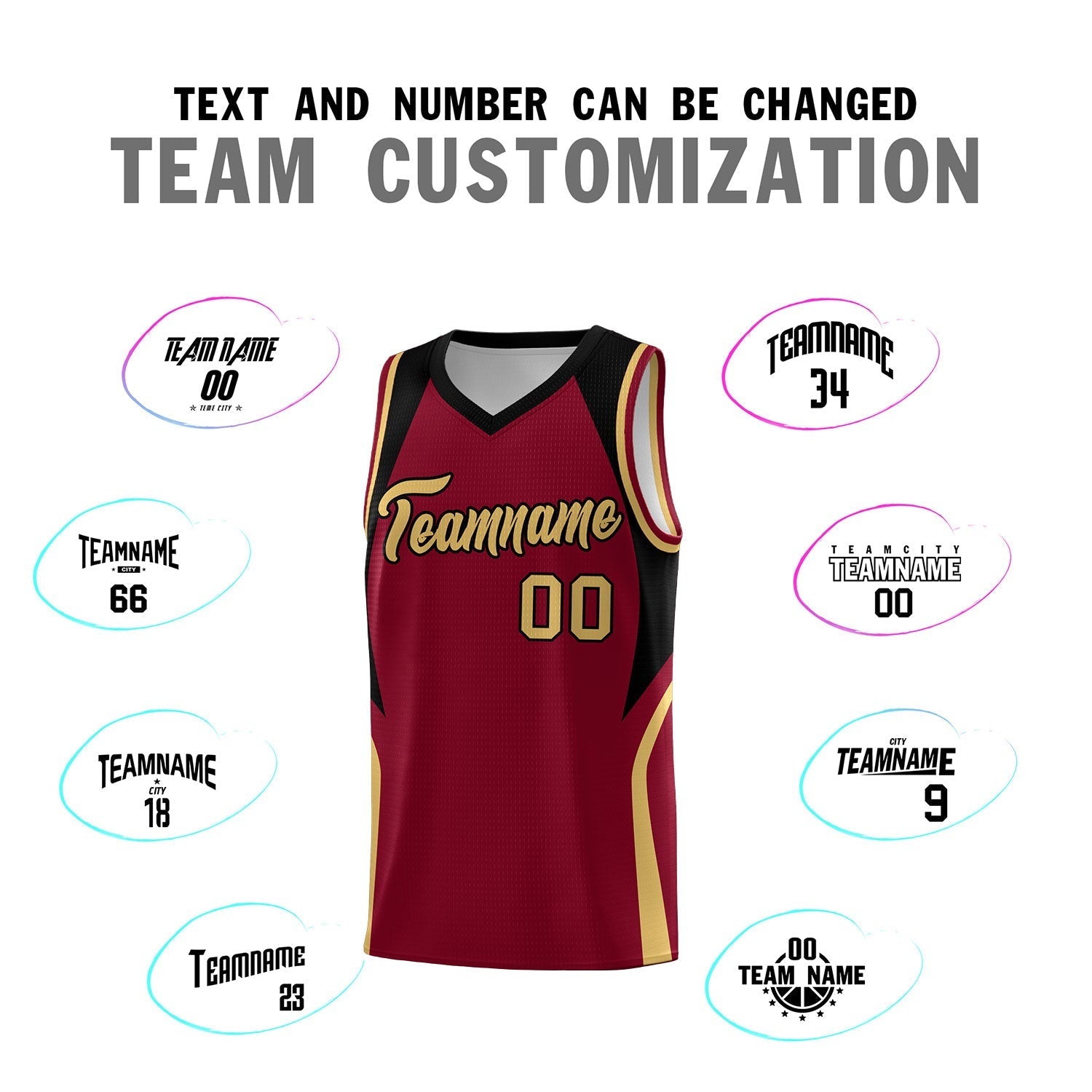 Custom Crimson Old Gold and Black Color Block Sports Uniform Basketball Jersey