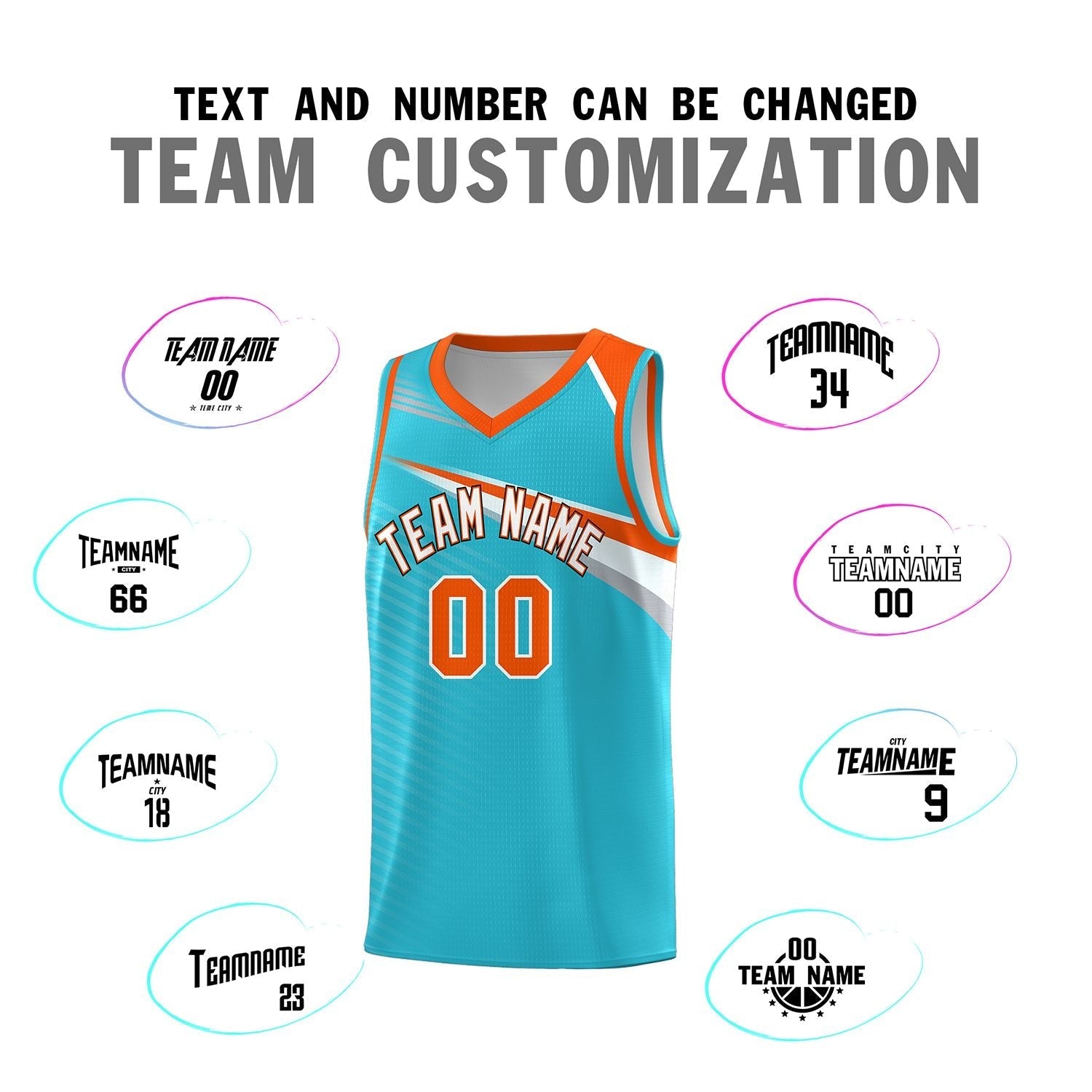 Custom Light Blue White-Orange Chest Color Block Sports Uniform Basketball Jersey