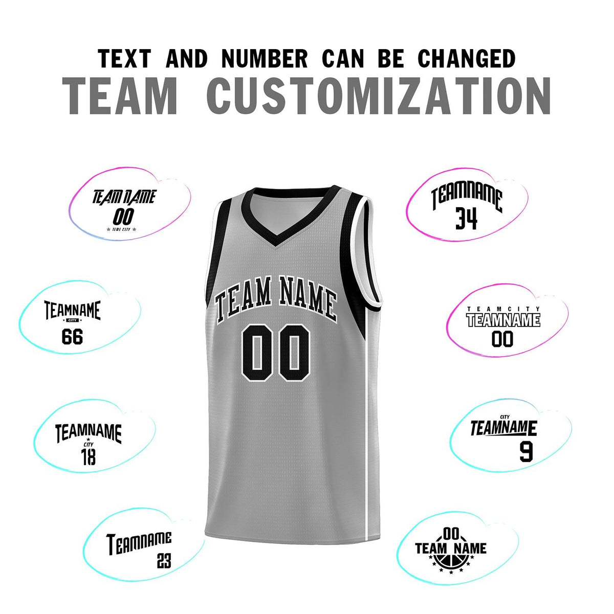 Custom Gray Black-White Sleeve Color Blocking Classic Sets Sports Uniform Basketball Jersey